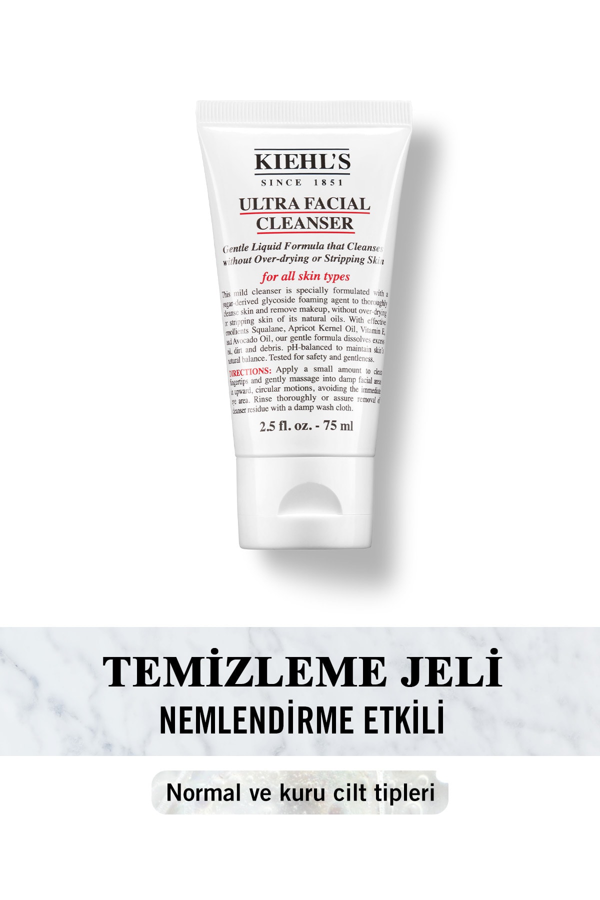 Kiehl's ژل تمیزکننده روزانه پوست معمولی و خشک Ultra Facial 75 میلی لیتر
