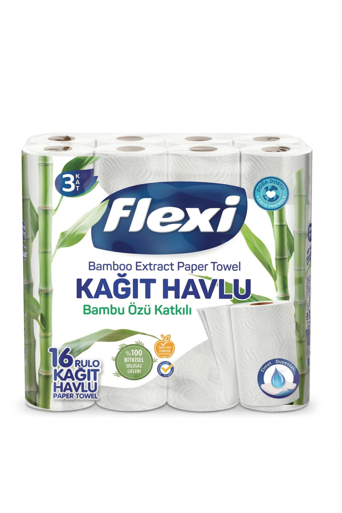 دستمال حوله‌ای کاغذی فلکسی Flexi، ۱۶ رول، ۳ لایه و فوق‌جاذب