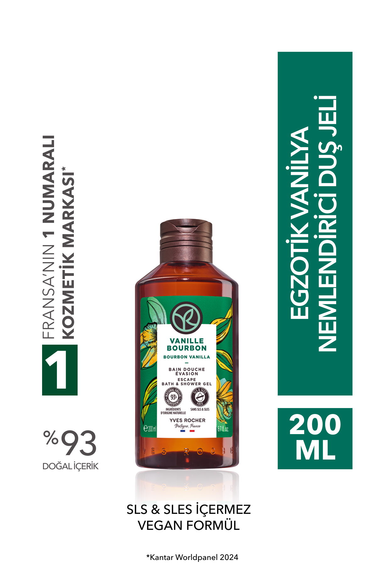 ژل دوش مردانه و زنانه مرطوب کننده گوزوتیک وانیل 200ML 39225 Yves Rocher