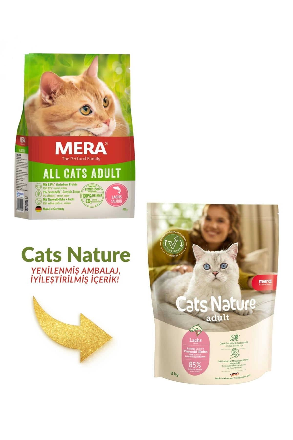 غذای خشک گربه مرا Mera Grain Free Fresh Meat با سالمون، ۱۰ + ۲ کیلوگرم