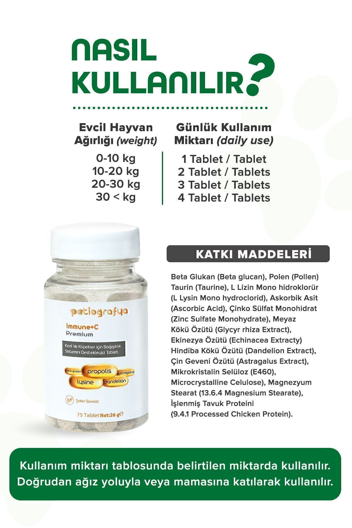 قرص Premium Immune C پاتیوگرافیا patiografya برای گربه و سگ