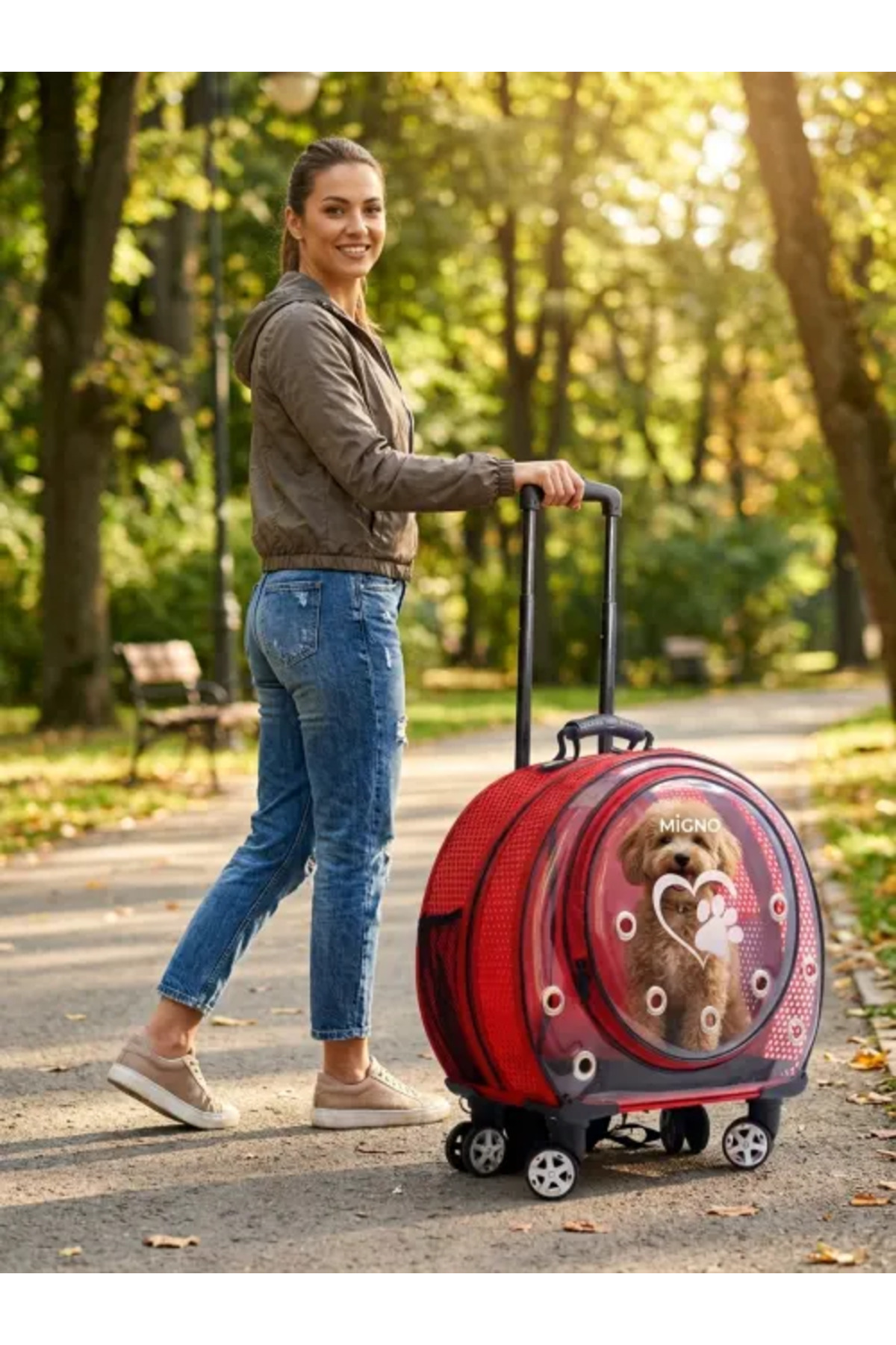 کیف حمل گربه و سگ میگنو Migno، سری RUBY MODEL SPACE، قرمز، کد RSP002