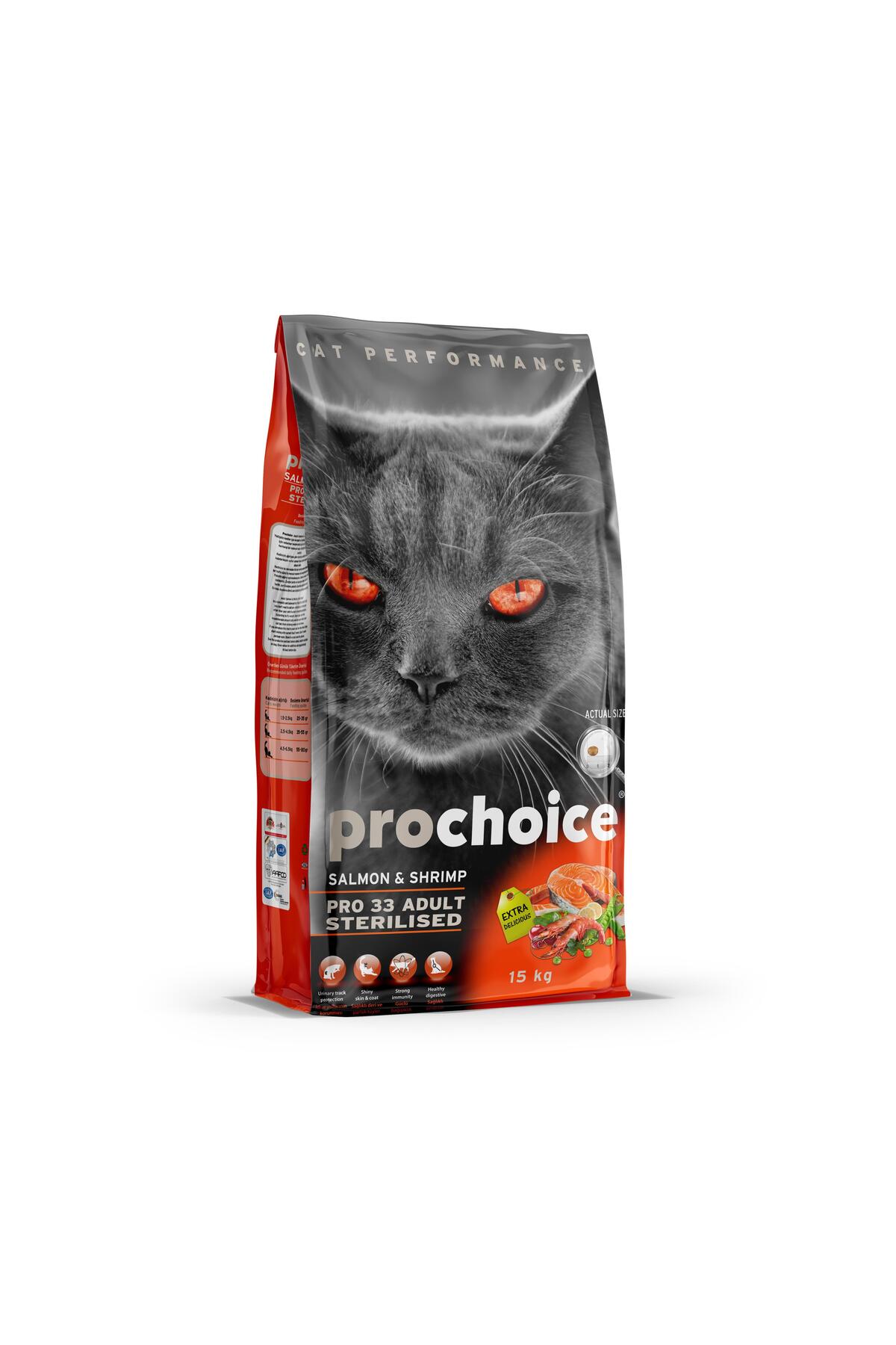غذای خشک گربه پروچویس ProChoice Cat Pro 33 مخصوص گربه‌های عقیم‌شده، ۱۵ کیلوگرم