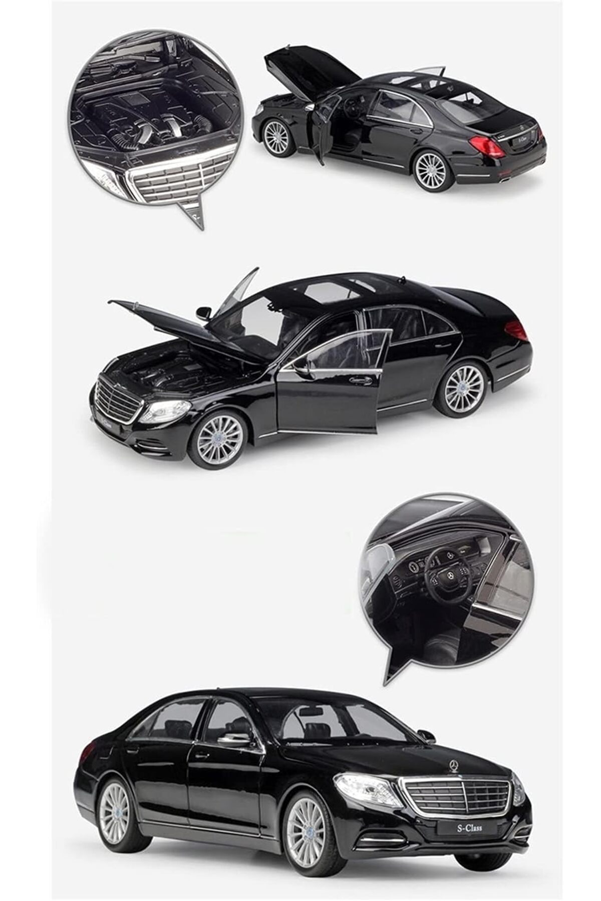 ماشین اسباب بازی مرسدس بنز S CLASS 1:24 SCALE DIECAST MODEL CAR BLACK EDITION اصل دارای مجوز Cici Oyuncak