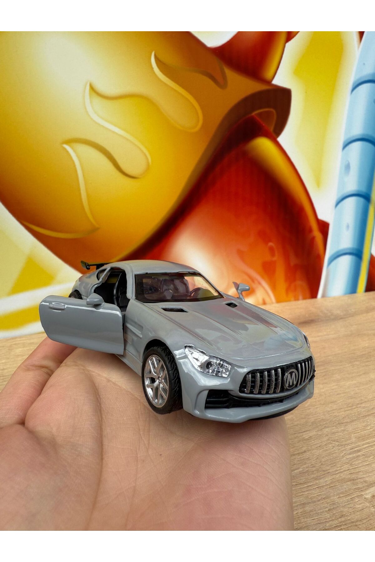مدل خودرو MERCEDES AMG GTR COLLECTION METAL CAR 12CM ماشین لوکس خاکستری DIECAST اورجینال scntoys