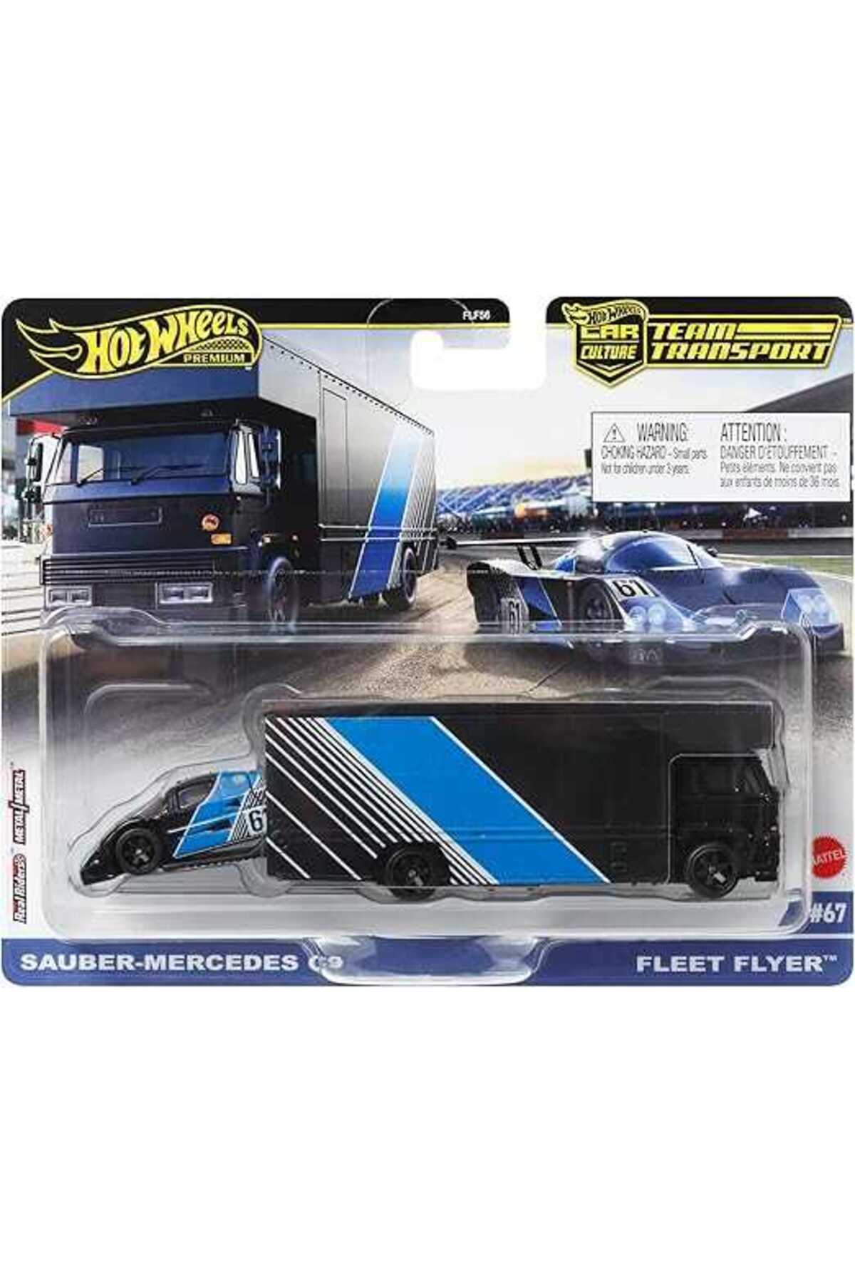 ماشین اسباب بازی حمل و نقل تیم فرهنگ خودرو ممتاز FLF56 HRV41 SAUBER MERCEDES C9 & FLEET FLYER از ترکیه HOT WHEELS