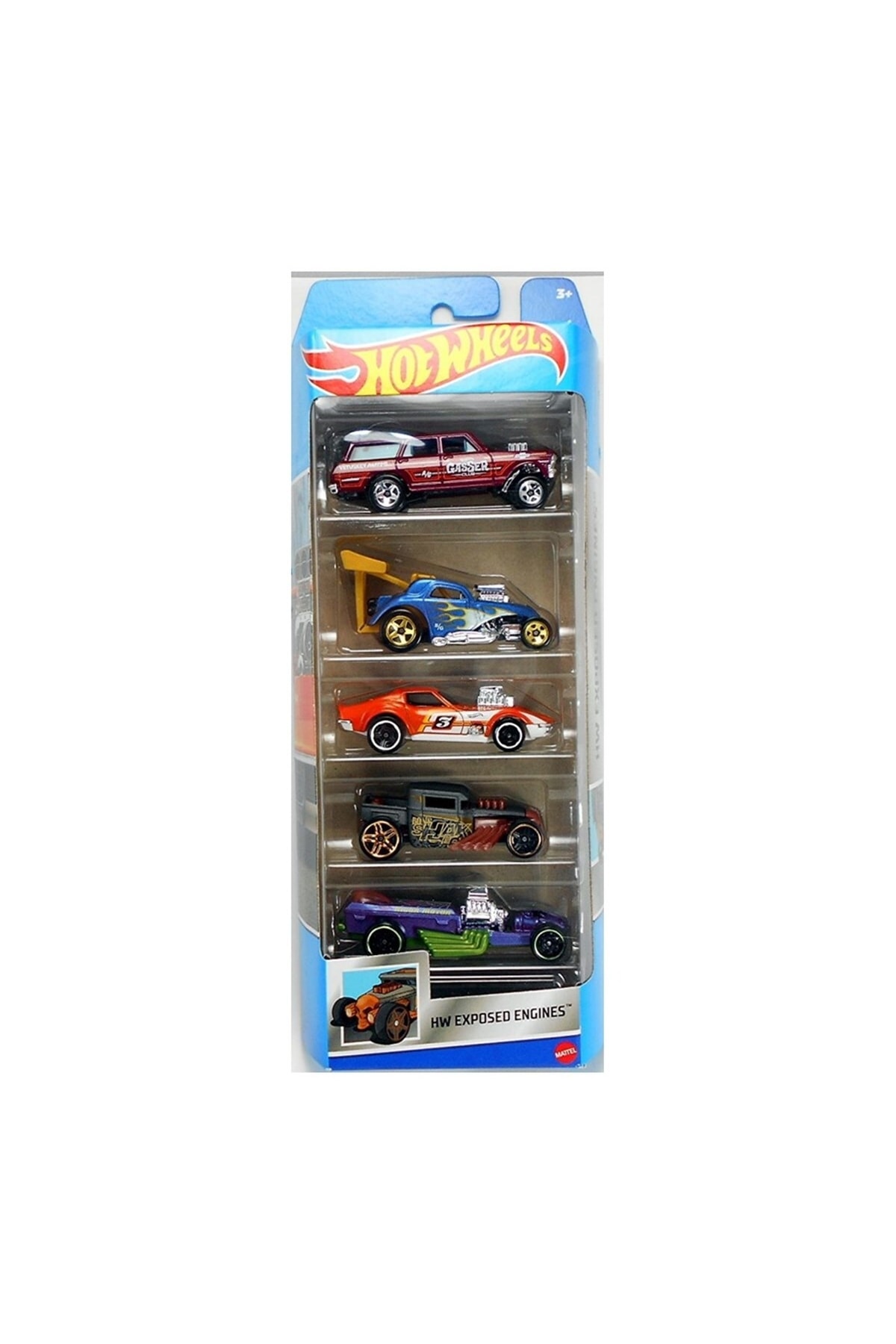 ماشین اسباب بازی 5 مجموعه 01806 HFV90 HW موتورهای در معرض هات ویلز اورجینال HOT WHEELS