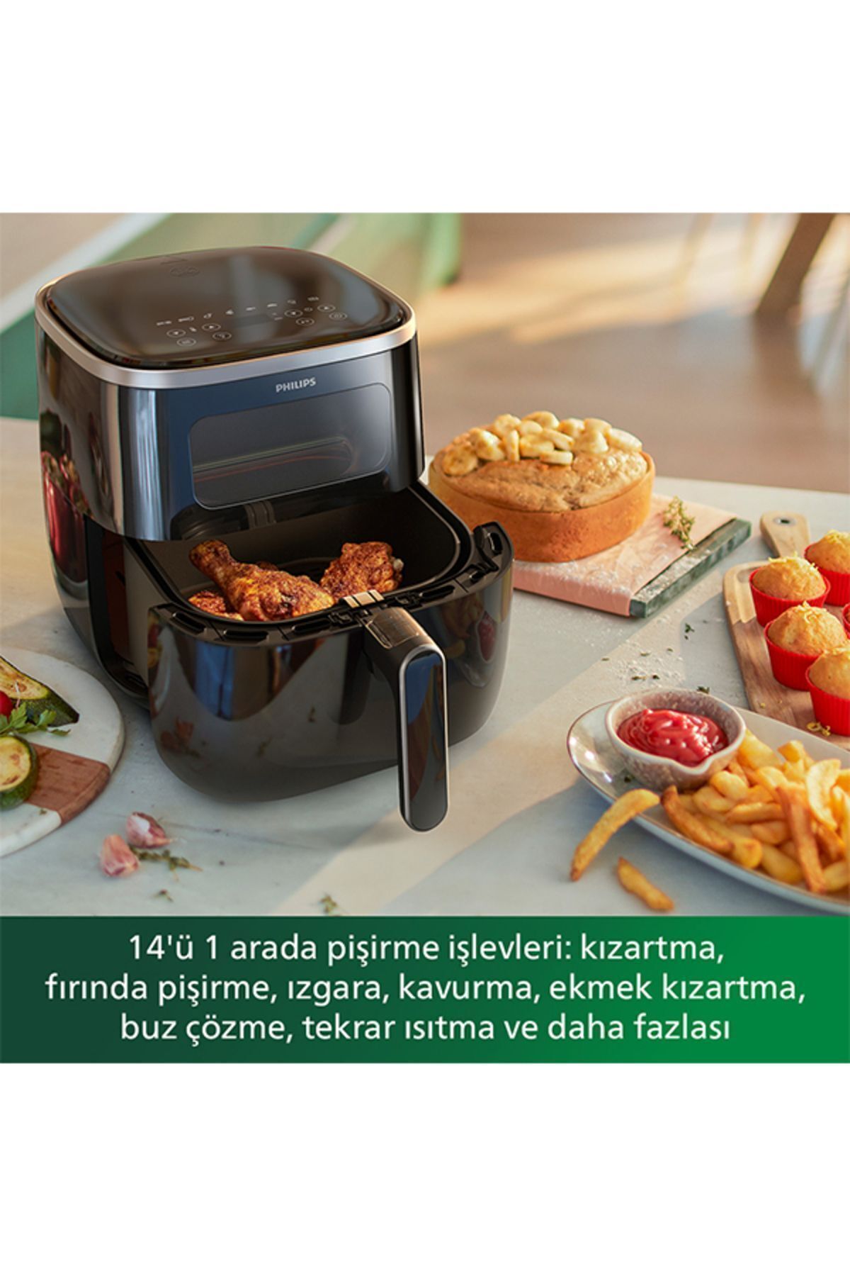 سرخ کن ایرفرایر سری 3000 XL قیف با ظرفیت 5.6 لیتر مشکی HD9257 80 اورجینال Philips
