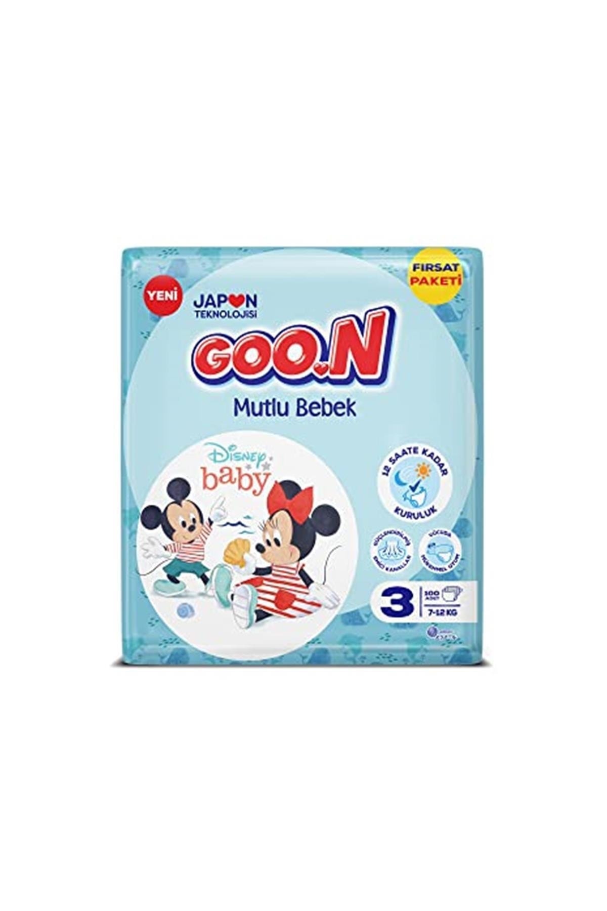 پوشک بچه بسته بندی فرصت 3 سایز HAPPY BABY TAPE 100 عددی 7 12 کیلوگرم اورجینال Goo.n