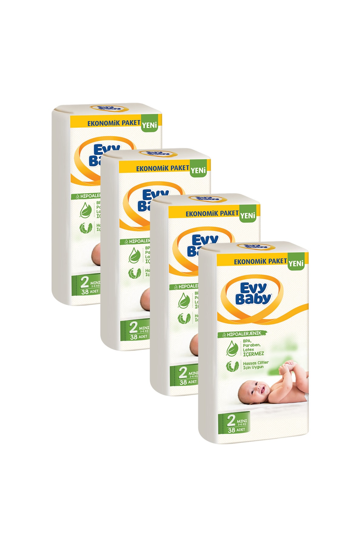 پوشک بچه سایز 2 مینی بسته 4 فرصت 152 تکه جدید اورجینال Evy Baby