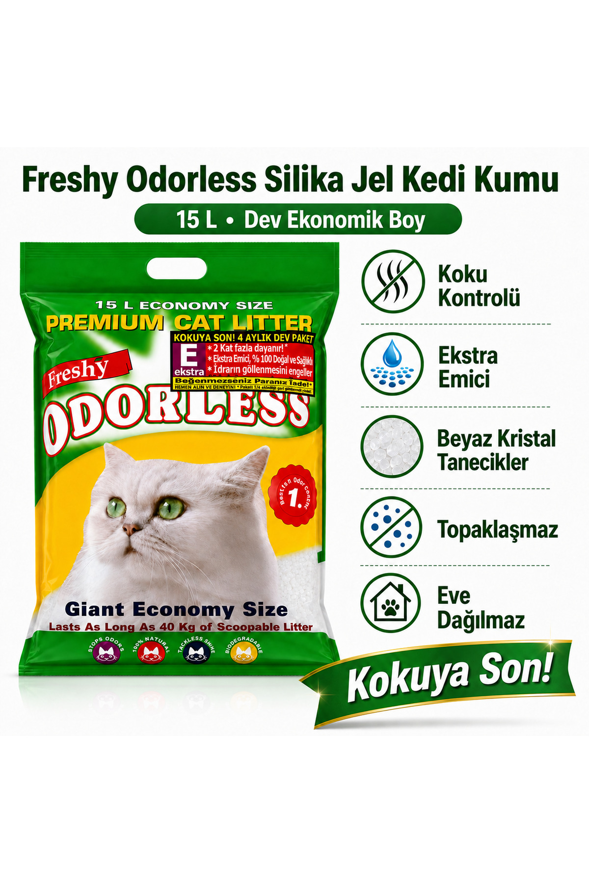 خاک گربه کریستالی اکسترا بدون بو فرشی Freshy، ۶ کیلوگرم