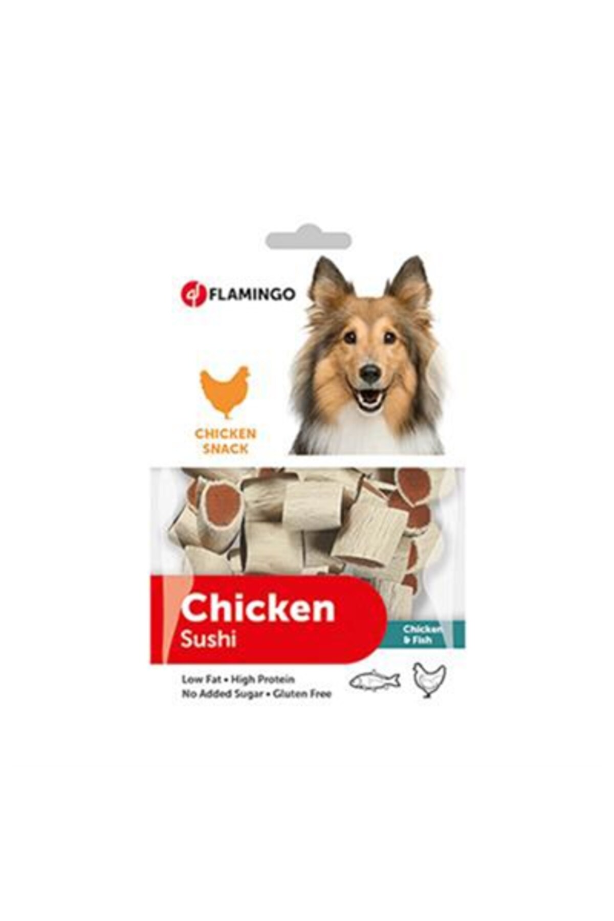 تشویقی سگ فلامینگو Flamingo Chicken Sushi با طعم مرغ
