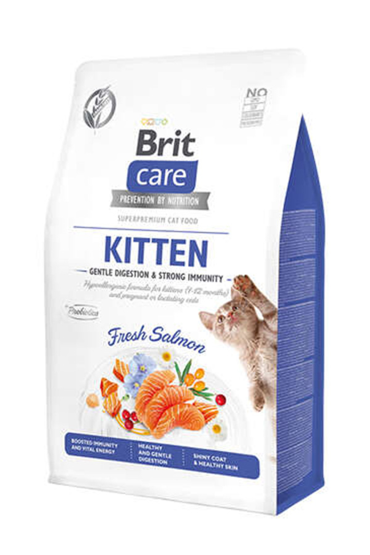 غذای خشک بچه‌گربه بریت کر Brit Care با سالمون، بدون غلات، ۲ کیلوگرم