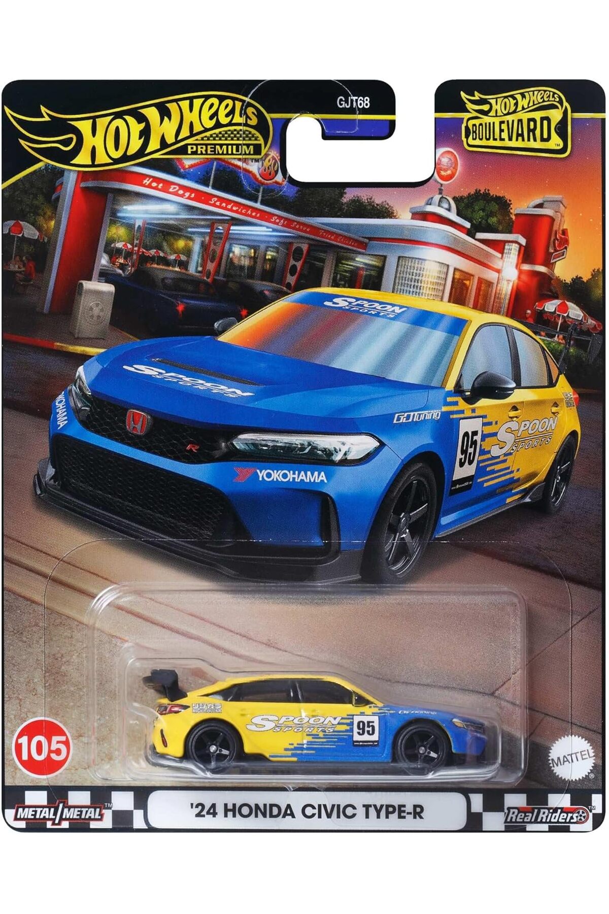 ماشین اسباب بازی بلوار پرمیوم ''105'' 24 هوندا سیویک TYPE R HRT61 HOT WHEELS