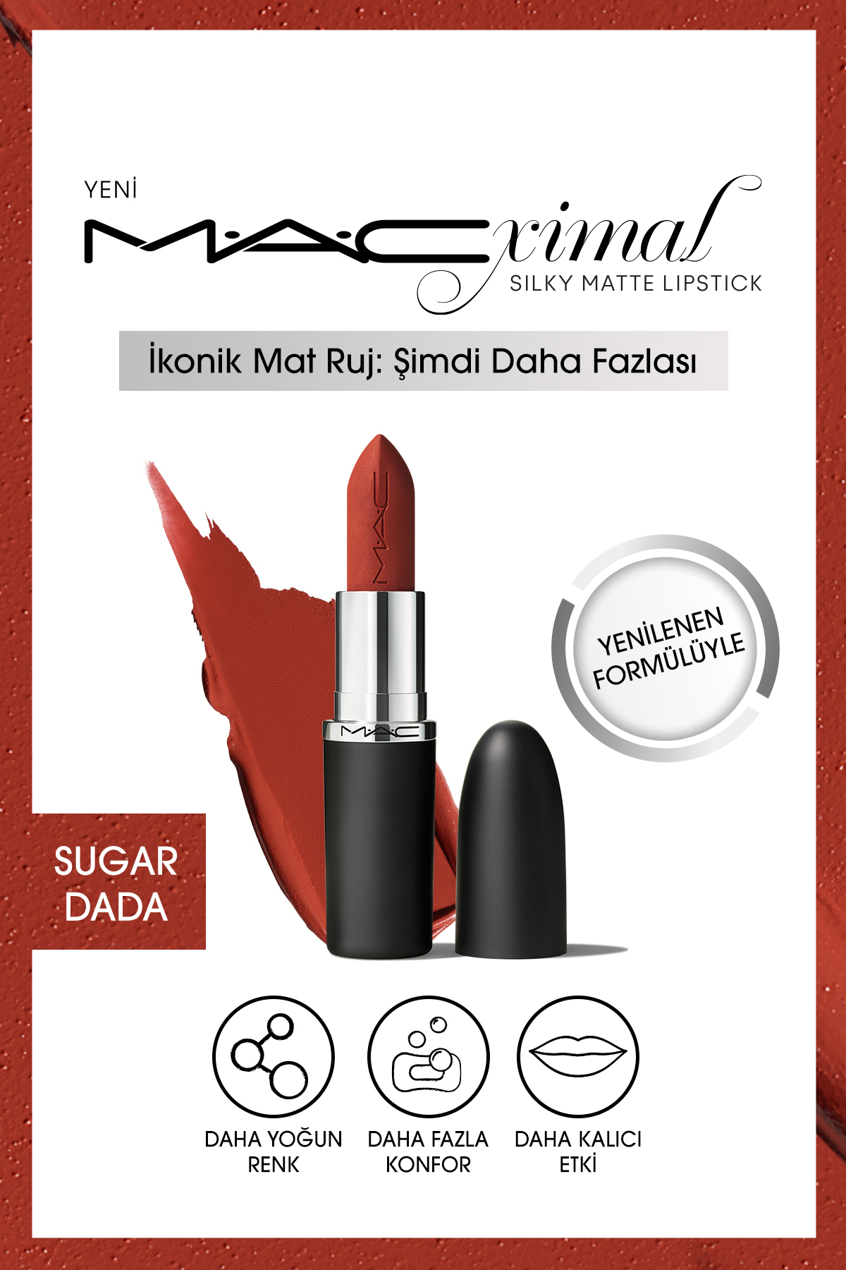 رژ لب M · A CXIMAL ابریشمی مات مرطوب کننده رنگی موثر قند دادا Mac