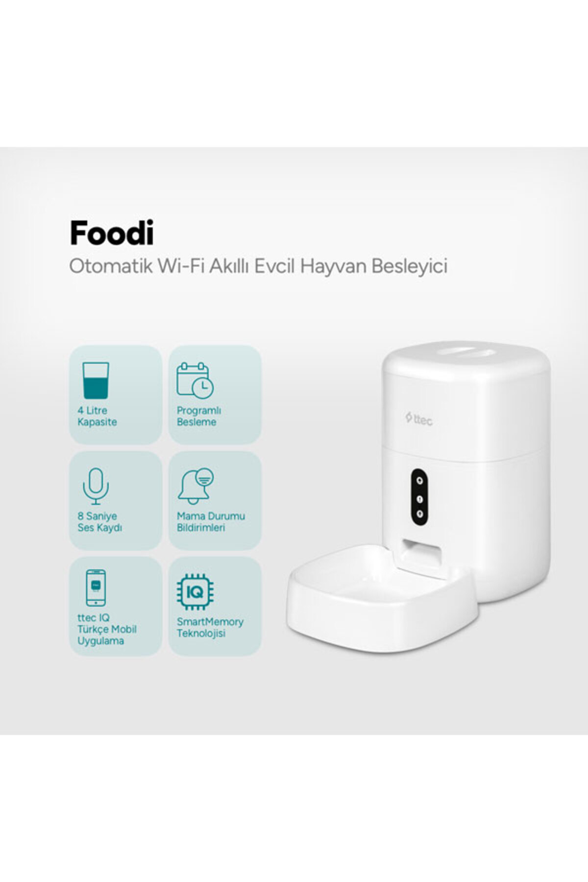 غذاخوری هوشمند خودکار سگ و گربه تی‌تک Ttec Foodi مدل 2EHB02