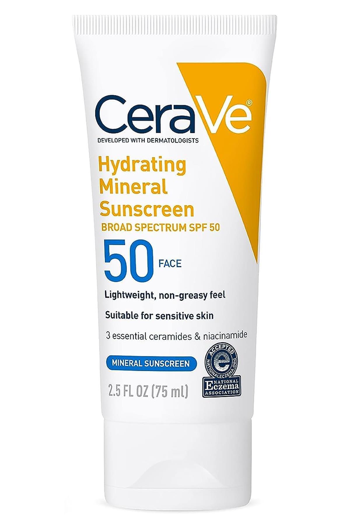 CeraVe ضدآفتاب معدنی SPF50 با مرطوب کننده صد سان سان لوسیون ۷۵ میلی لیتر
