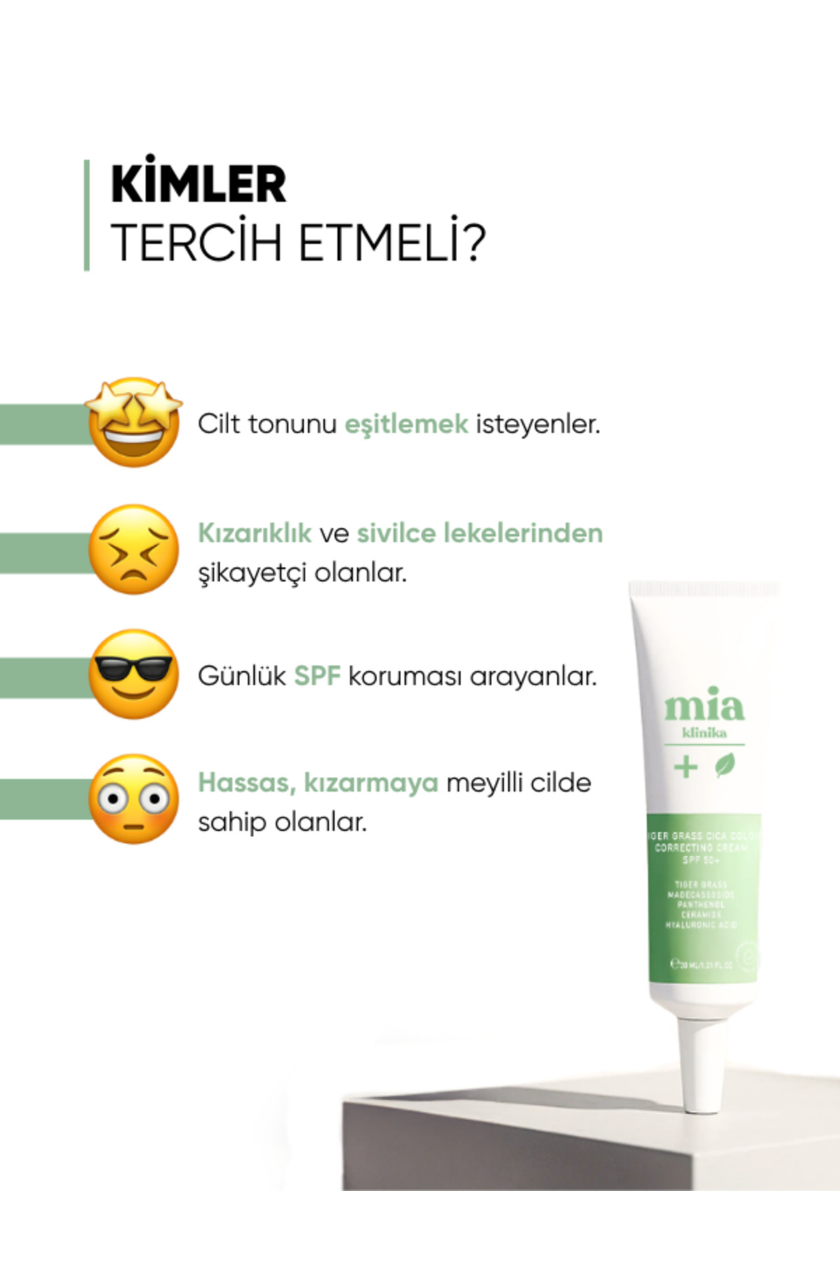کرم صورت TIGER GRASS TONE ANSTIANIZER ANTI REDNESS 50 SPF CICA CREAM 30 میل mia klinika