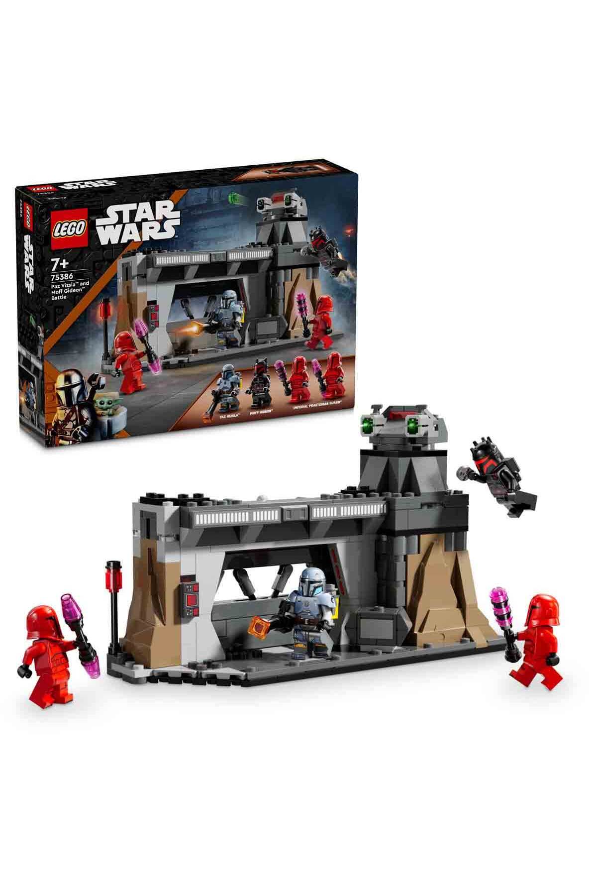 لگو و اسباب بازی های ساخت محور STAR WARS: THE MANDALORIAN PAZ VIZSLA AND MOFF GIDEON BATTLE 75386 WITH KIDS 7 به بالا اورجینال LEGO