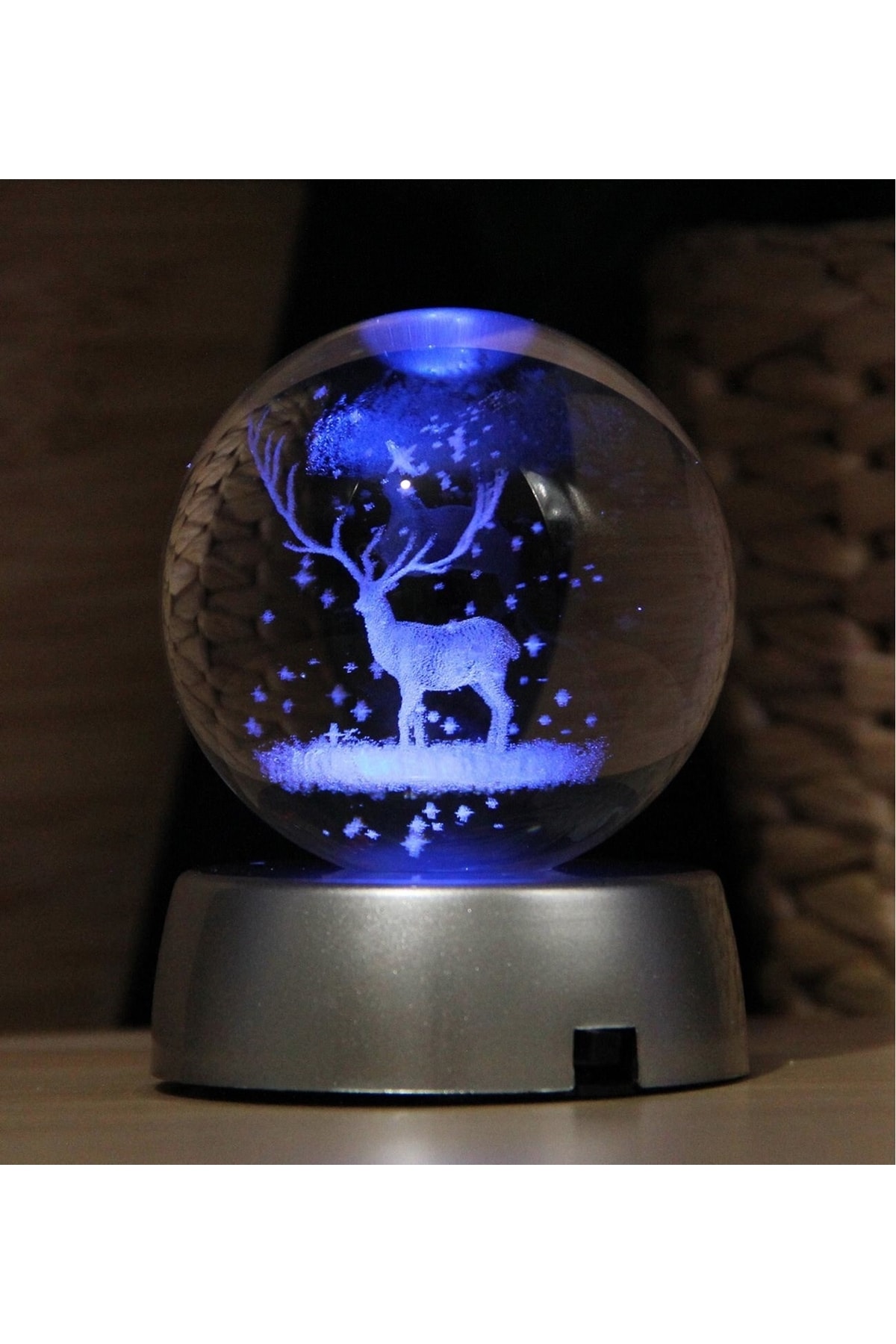 گوی برفی سال نو کریسمس گوزن 3 بعدی کریستالیزه شیشه ای روشن شده در اندازه بزرگ SNOW GLOBE از ترکیه HEDİYEBİZİZ