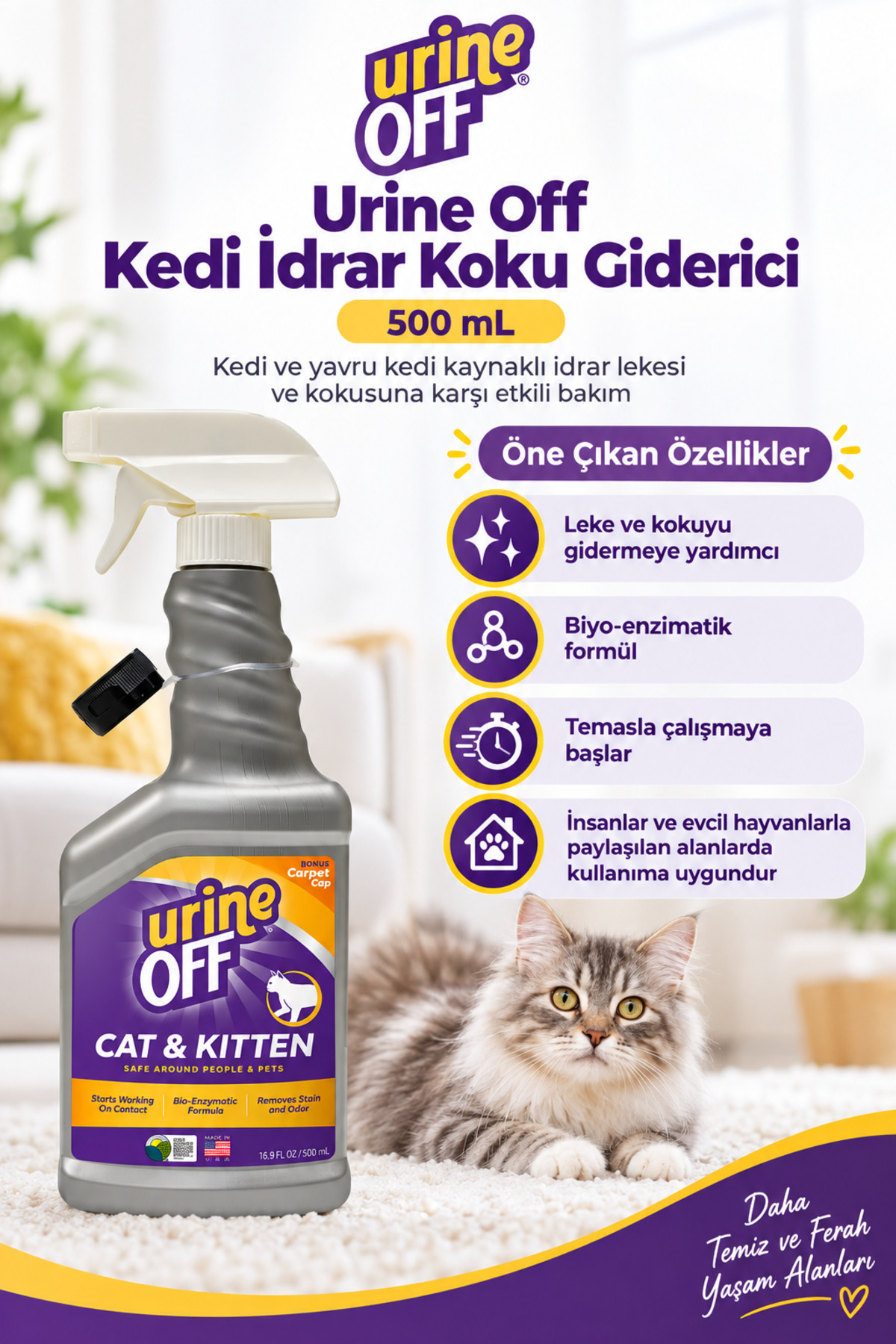 بوبر ادرار گربه اورین آف Urine Off، ۵۰۰ میلی‌لیتر
