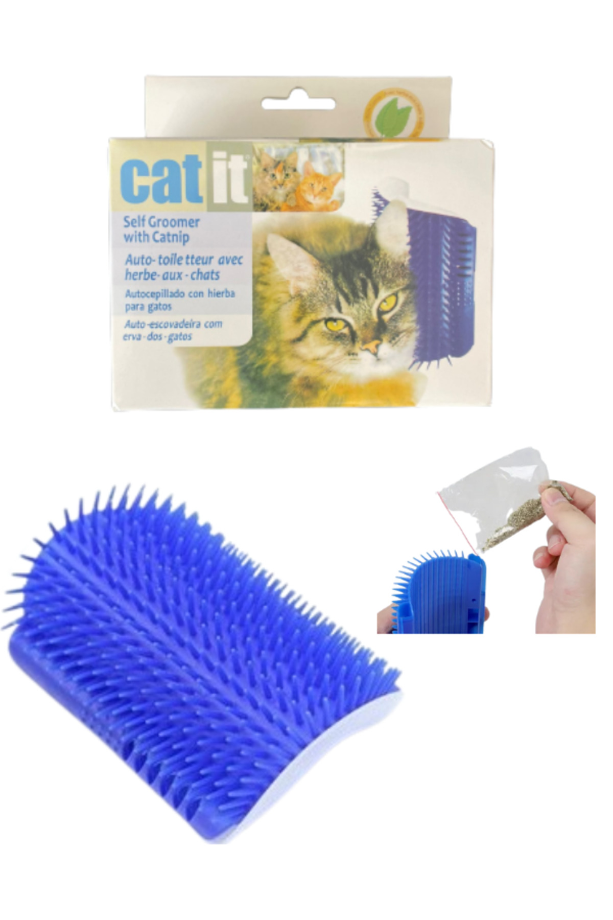 اسکرچر گوشه‌ای گربه کاتیت Catit مدل HP02، با پشتیبانی از علف گربه و جمع‌آوری مو