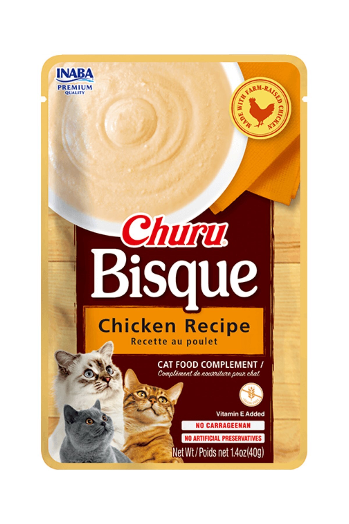 تشویقی کرمی گربه اینابا Inaba، Ciao Churu Bisque با طعم مرغ، ۴۰ گرم