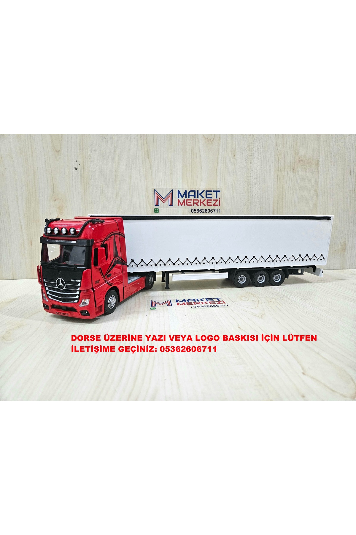 مدل خودرو نیم متر طول 1 36 MERCEDES ACTROS TILT TRUCK MODEL نام نوشته شده قرمز اورجینال Maket
