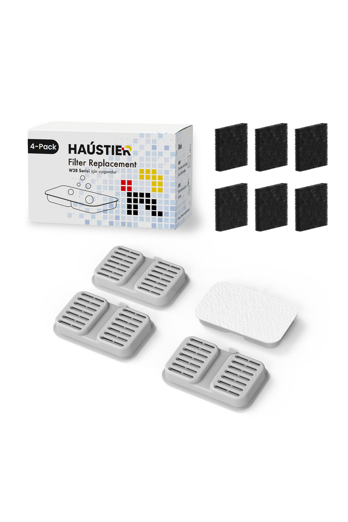 مجموعه ۴ عددی فیلتر آبخوری اتوماتیک گربه W28L سازگار با FW3 هاوستیر Haustier