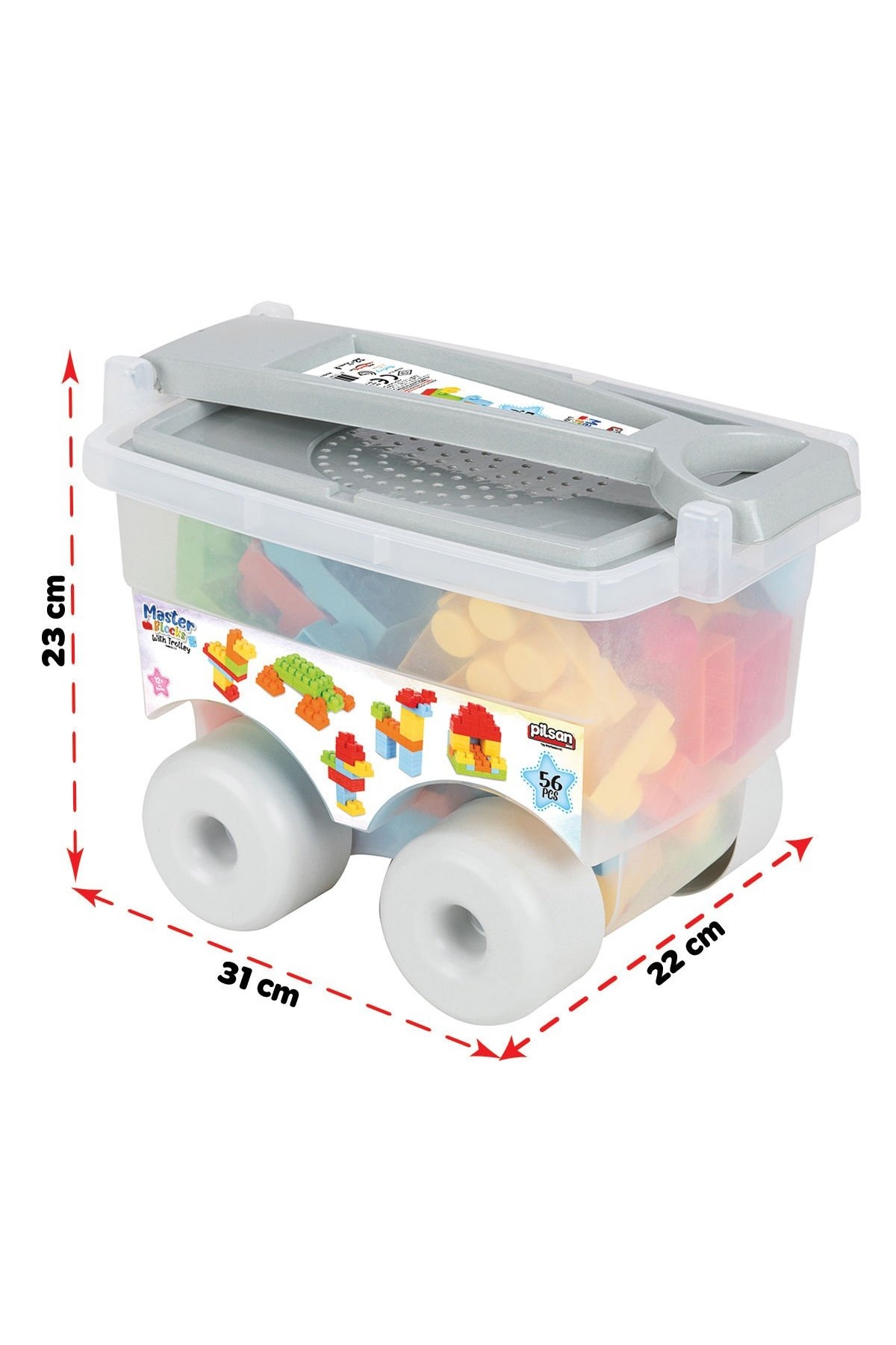 لگو و اسباب بازی های ساخت محور آموزشی سرگرم کننده PILSAN 03 575 MASTER BLOCKY TROLLEY 56 PIECES از ترکیه PİLSAN