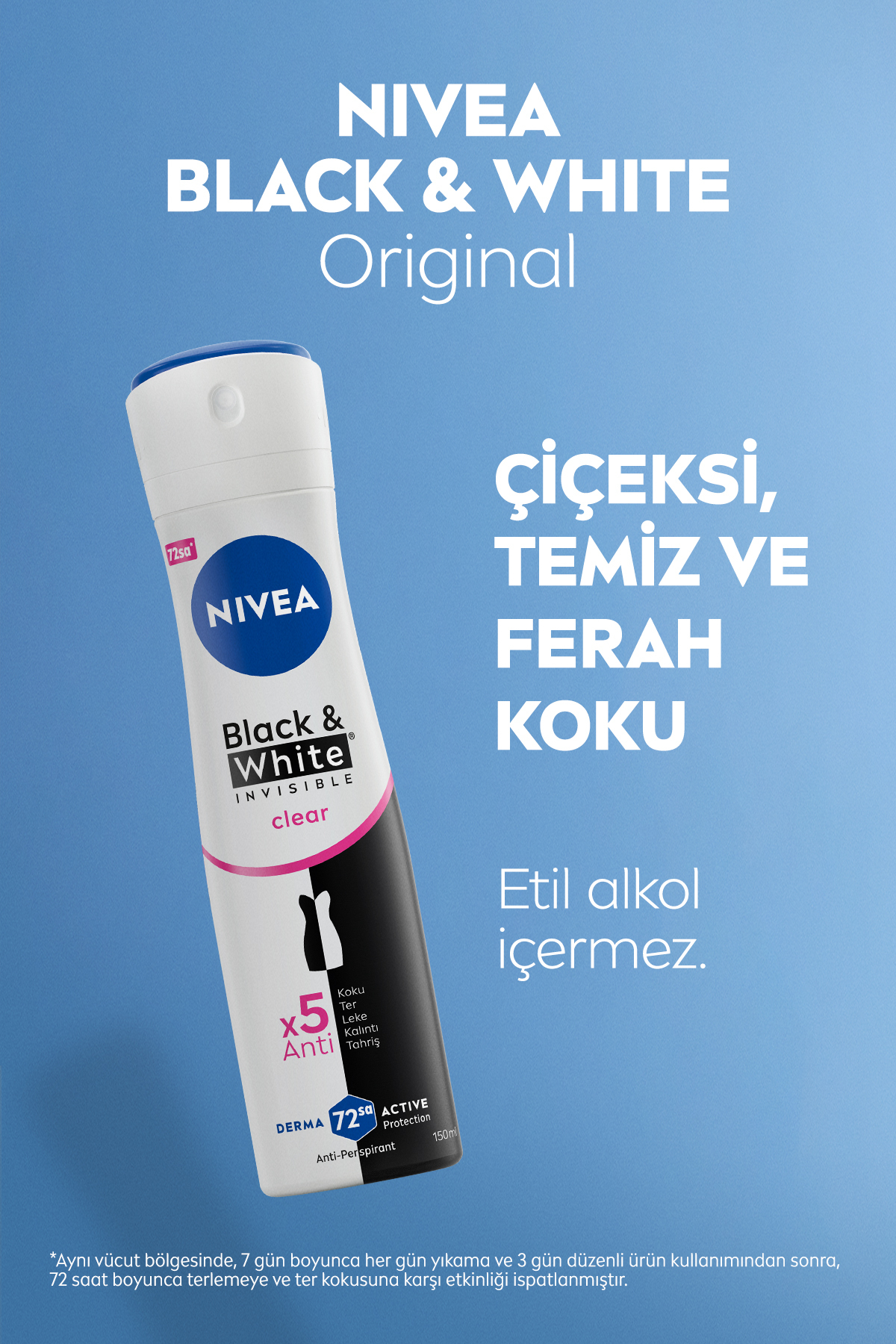 NIVEA اسپری ضد تعریق شفاف نامرئی سیاه و سفید زنانه 150 میلی لیتر