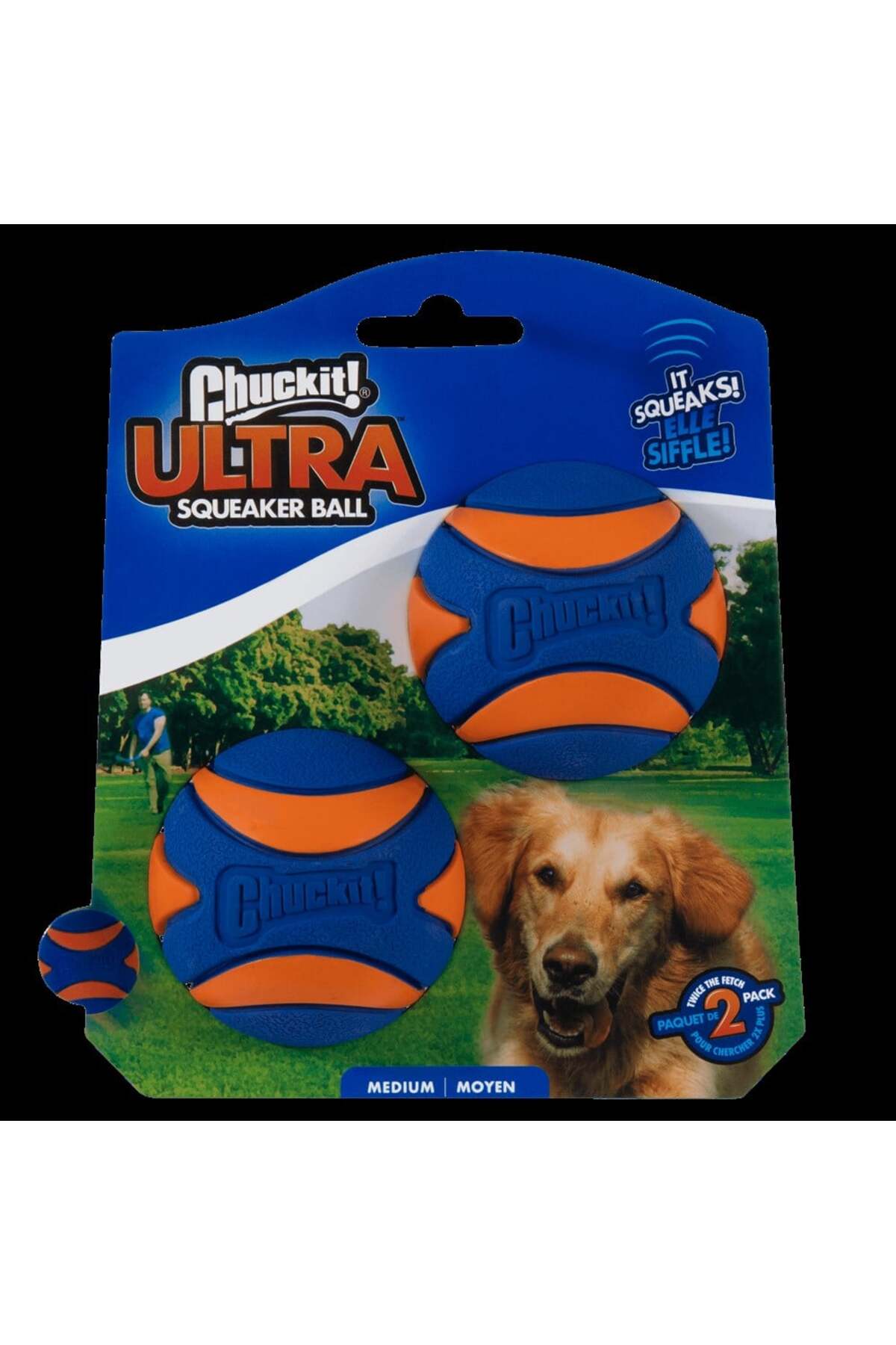 توپ بازی صدادار سگ چاکیت Chuckit Ultra Squeaker، بسته ۲ عددی، سایز متوسط، مدل 33068 رنگارنگ
