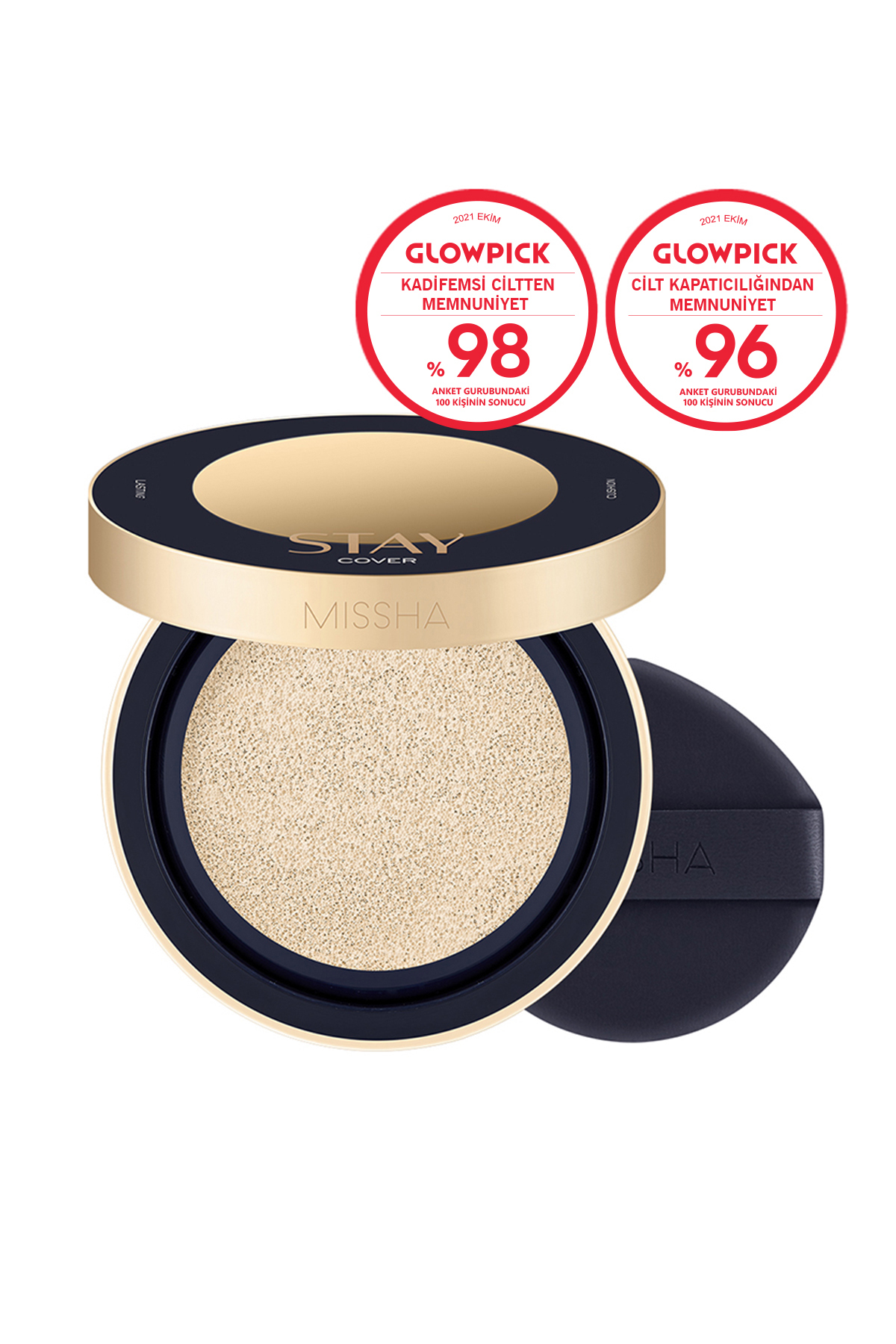 کوشن ضد آفتاب ساتنی Stay Cushion SPF40 شماره 21 وانیلایی با پوشش دهی بالا 15میل میشا Missha