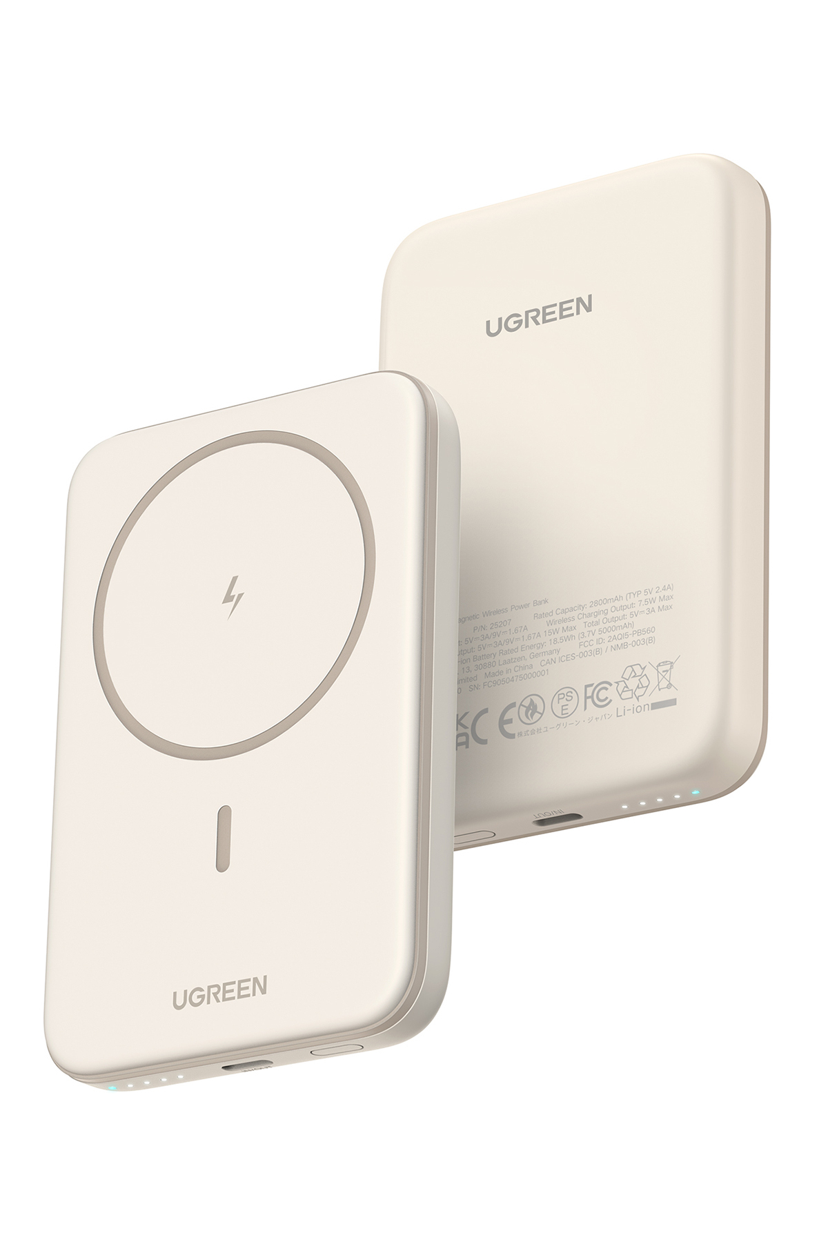 پاوربانک بی سیم 5000 ماه MAGSAFE 15W بژ 25207 اورجینال Ugreen