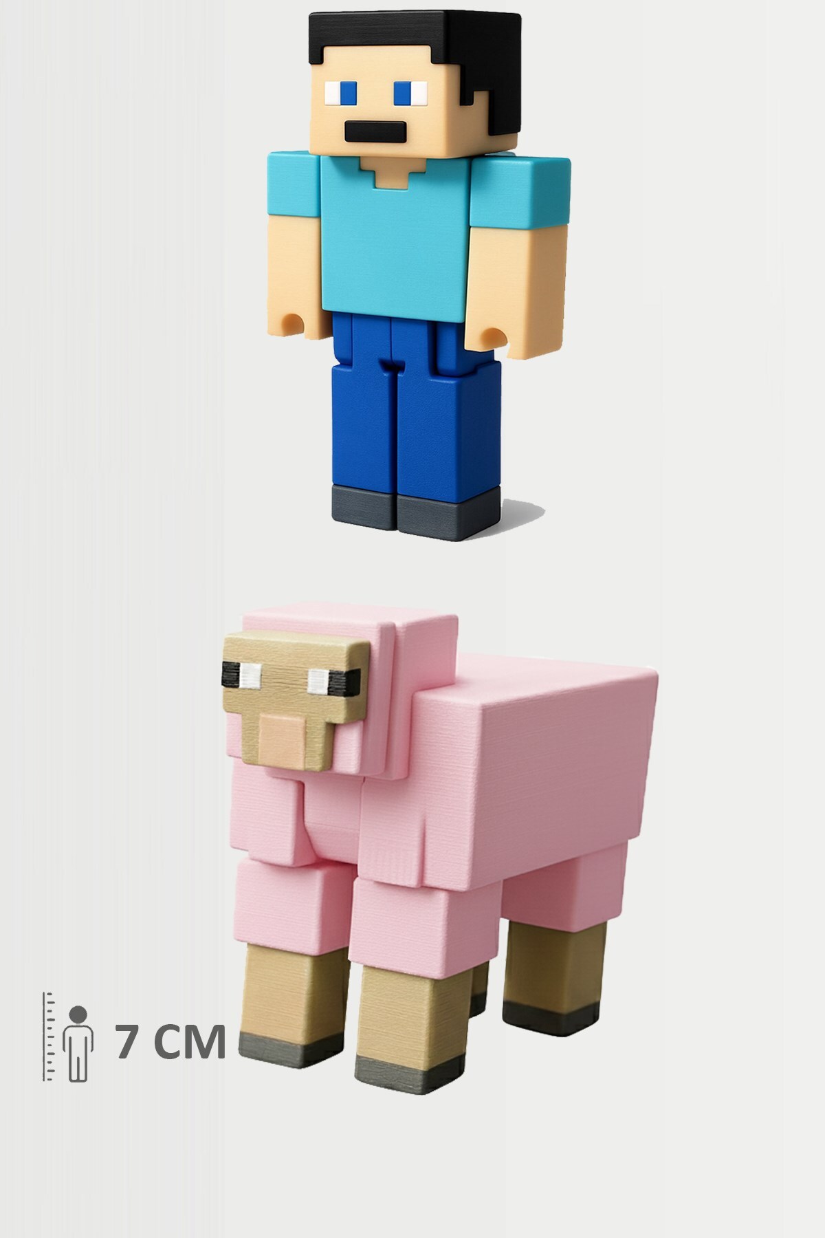 اسباب بازی های فیگور دیگر MINECRAFT STEVE AND THE PINK SHEEP SET MOVABLE JOINTED FIGUR FigürDizayn