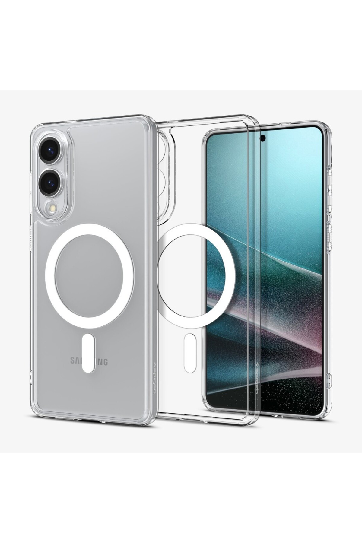 کاور و قاب GALAXY S25 EDGE CASE ULTRA HYBRID CLEAR سفید با MAGFIT Spigen