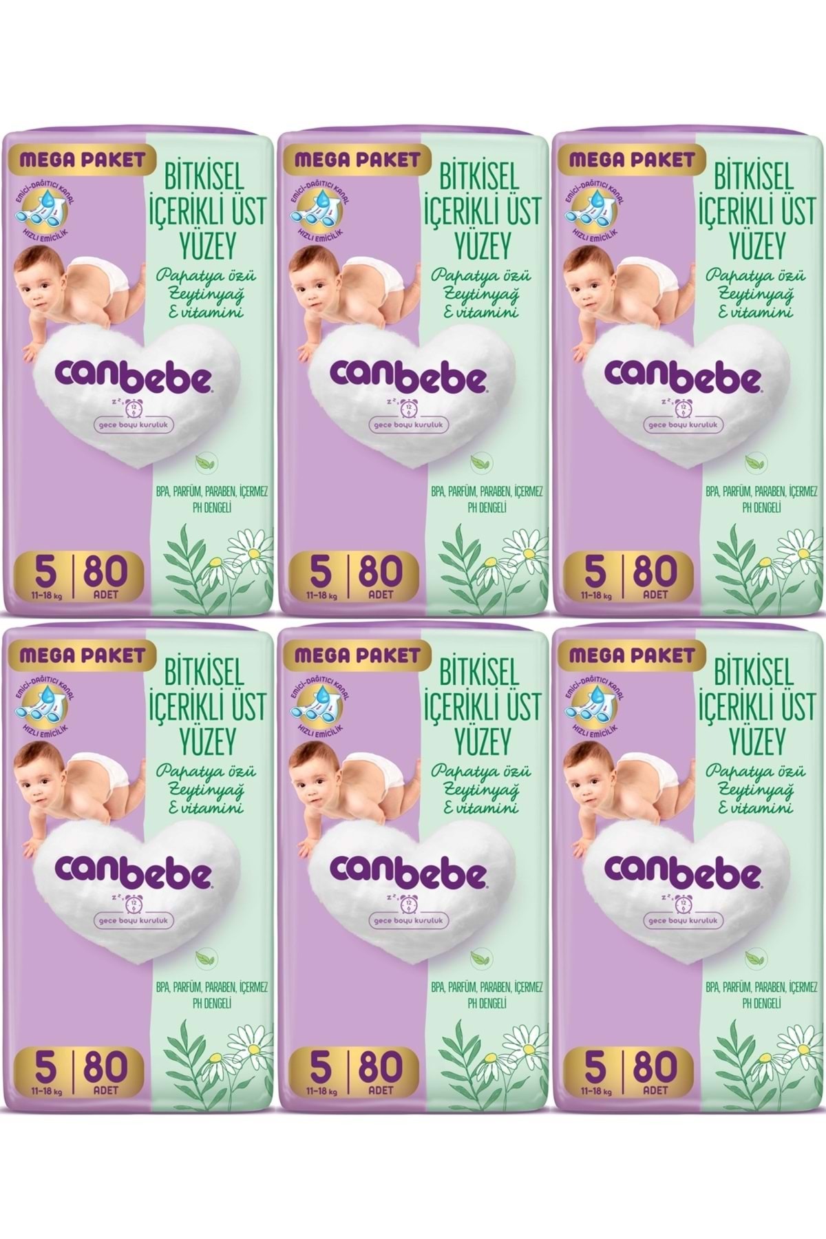 پوشک بچه سایز بچه: 5 11 18 کیلوگرم جونیور 480 تکه MEGA EXTRA OPPORTUNITY PK اورجینال Canbebe