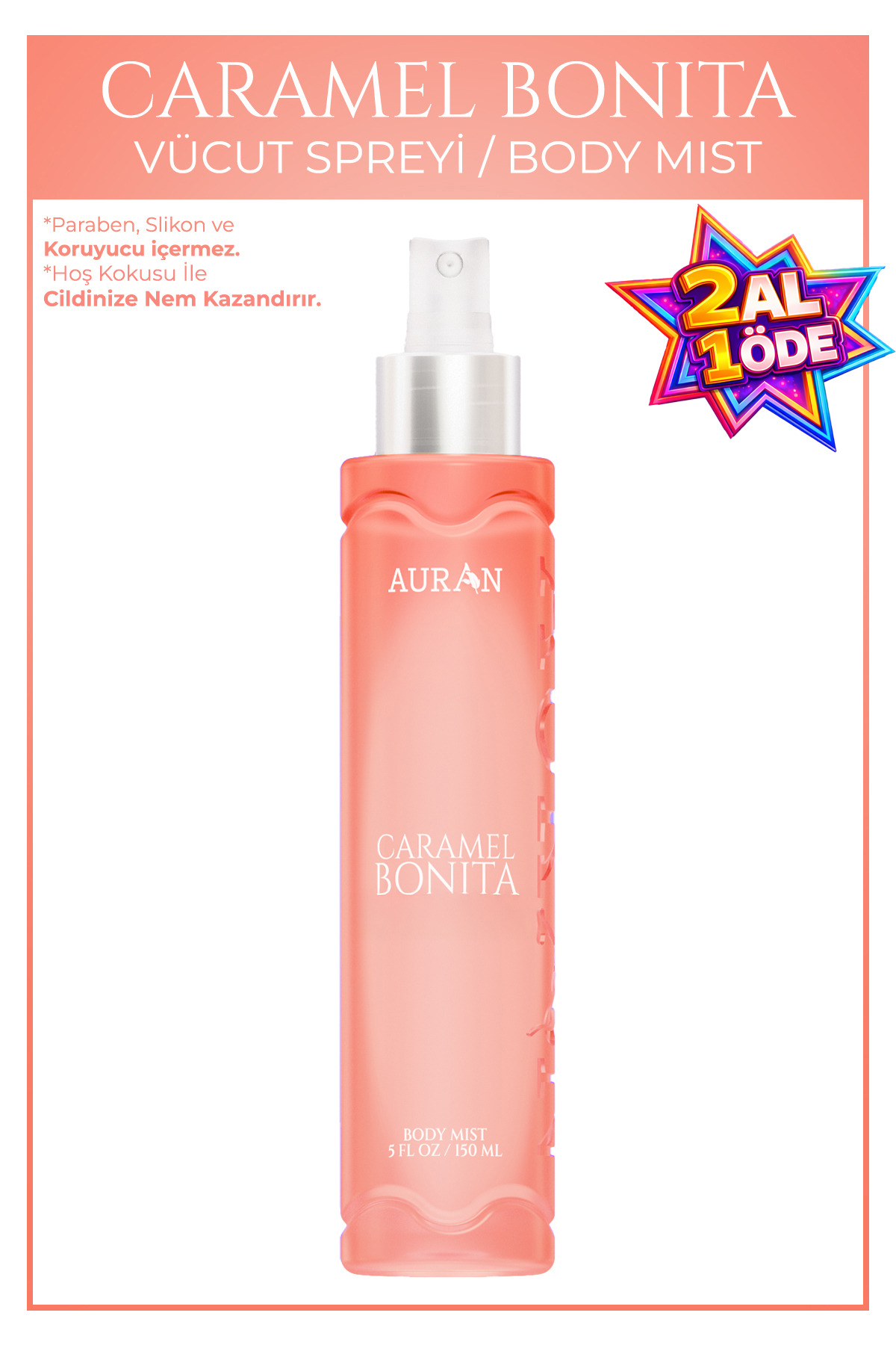اسپری بدن معطر کارامل بونیتا اوران برای بانوان - جذاب و تأثیرگذار ۱۵۰ میلی‌لیتر
