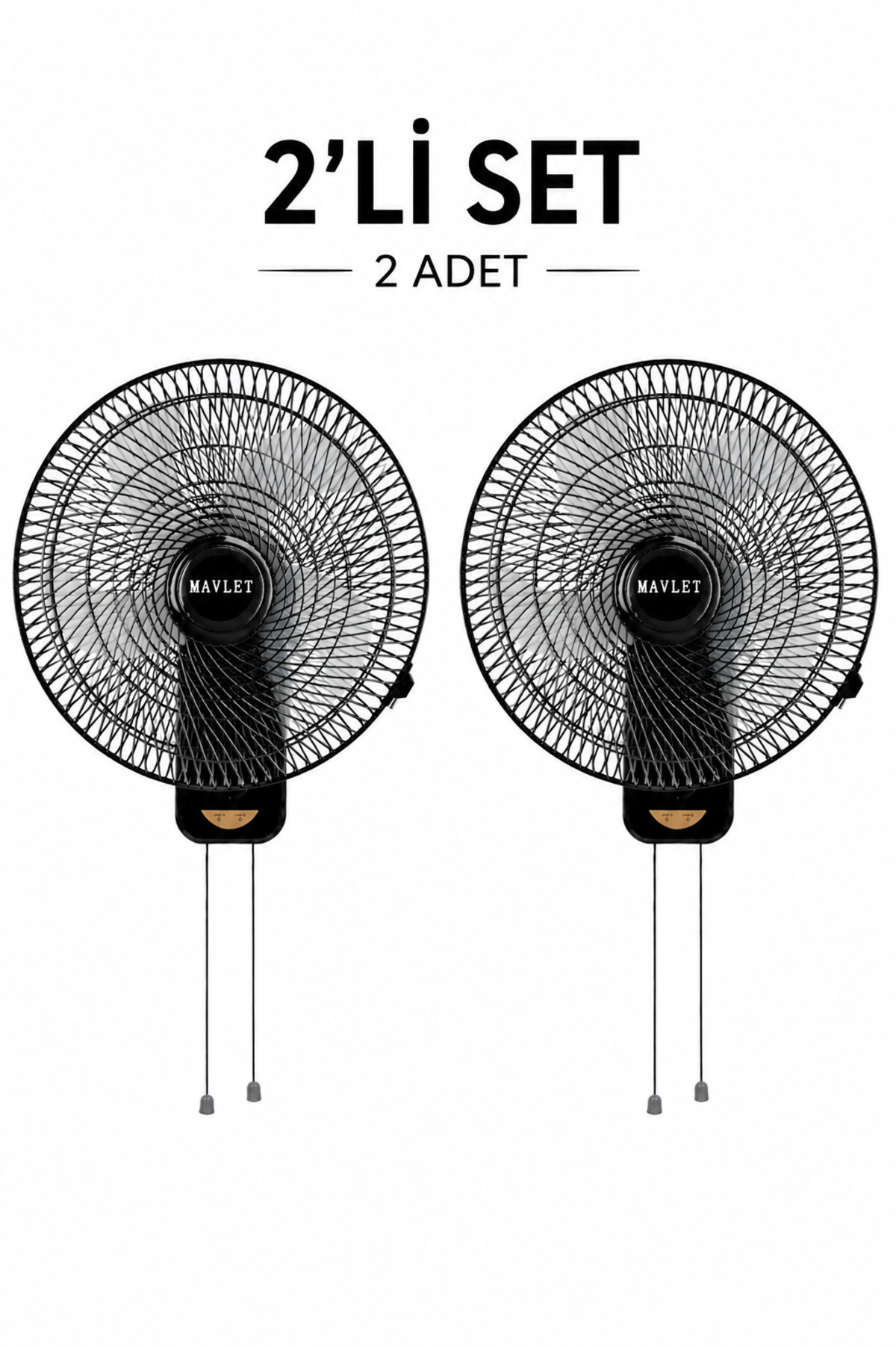 پنکه دیواری ماولت MAVLET، بسته ۲ عددی، سه‌سرعته و کم‌صدا، مدل TD04002-2fan مشکی