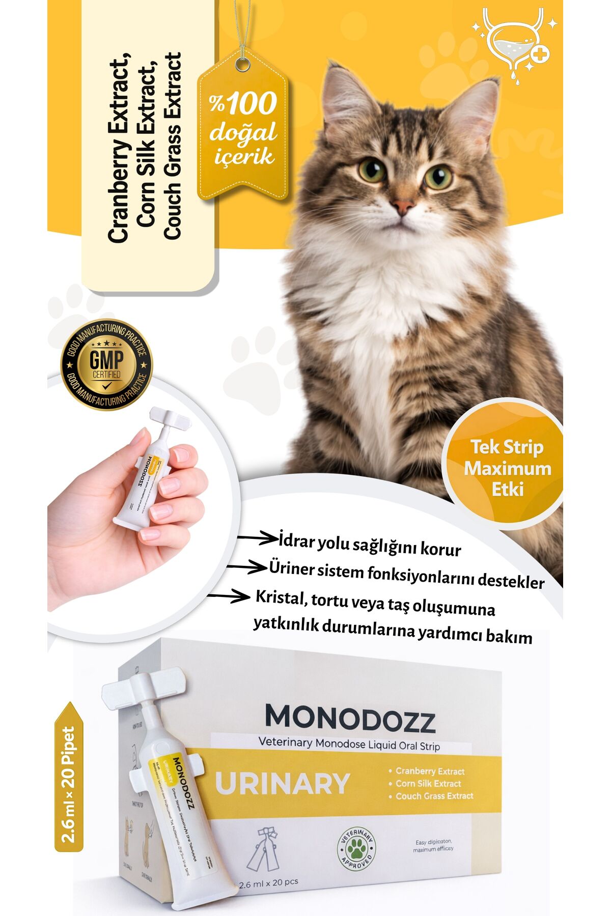 نوار خوراکی مایع حمایت از دستگاه ادراری گربه و سگ مونودوز MONODOZZ