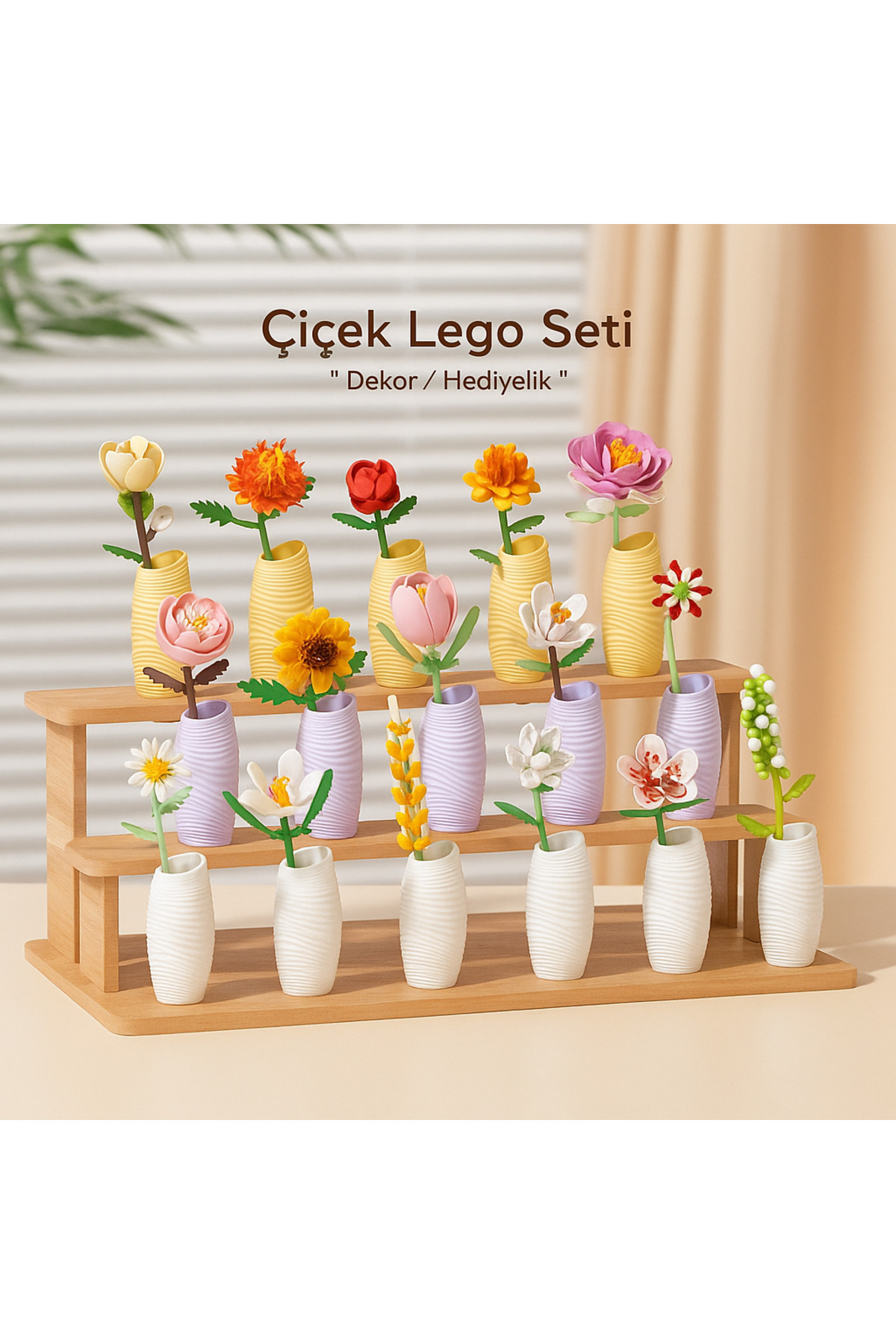 پازل سه بعدی ست لگو مینی گل گیاهی ساختمانی تزئینی تزیینات خانه و دفتر | هدیه HEY GİDİ GİFT TOY STORE