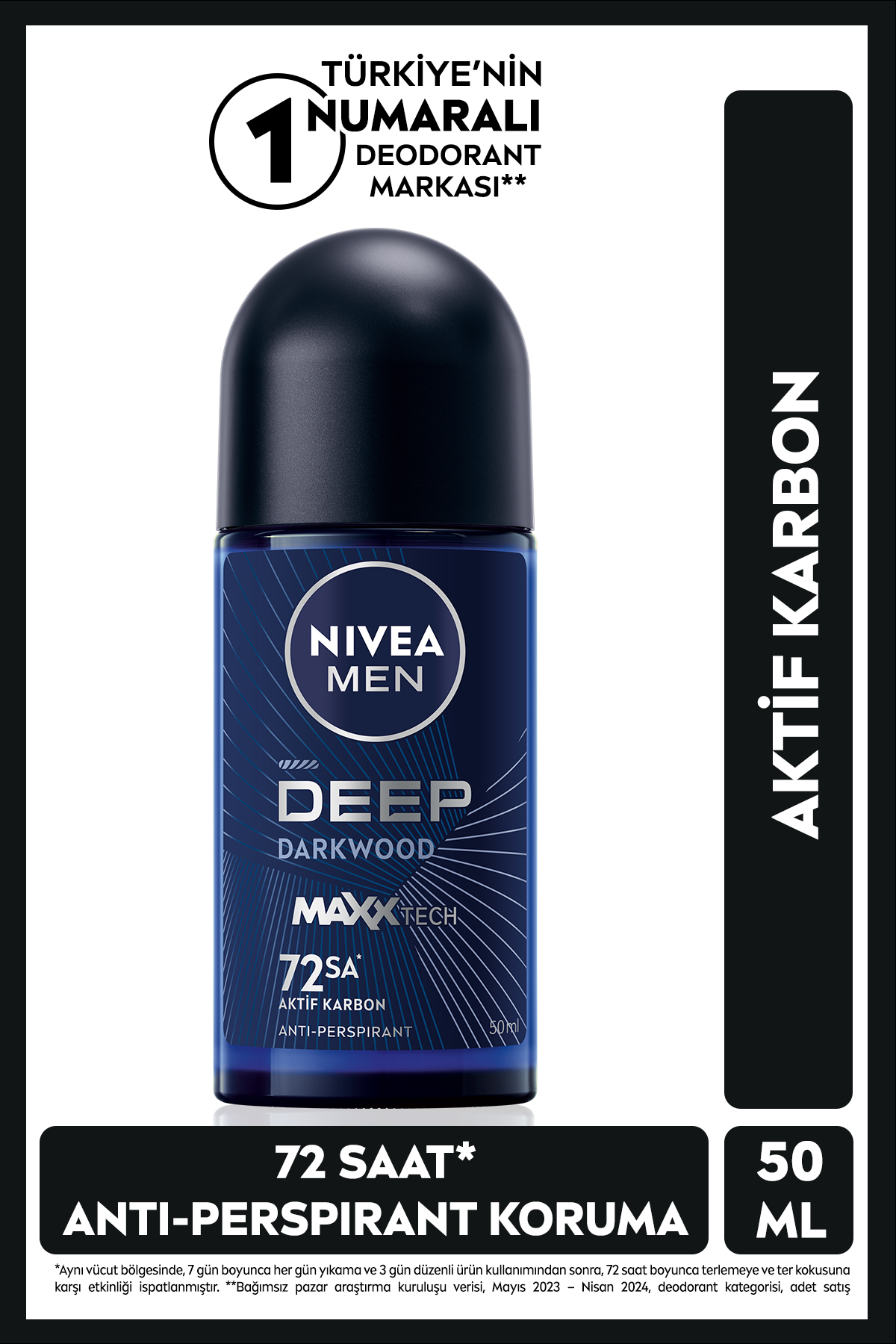 دئودورانت رول آن مردانه با حجم 50 میلی لیتر و محافظت 72 ساعته در برابر عرق نیوآ Nivea