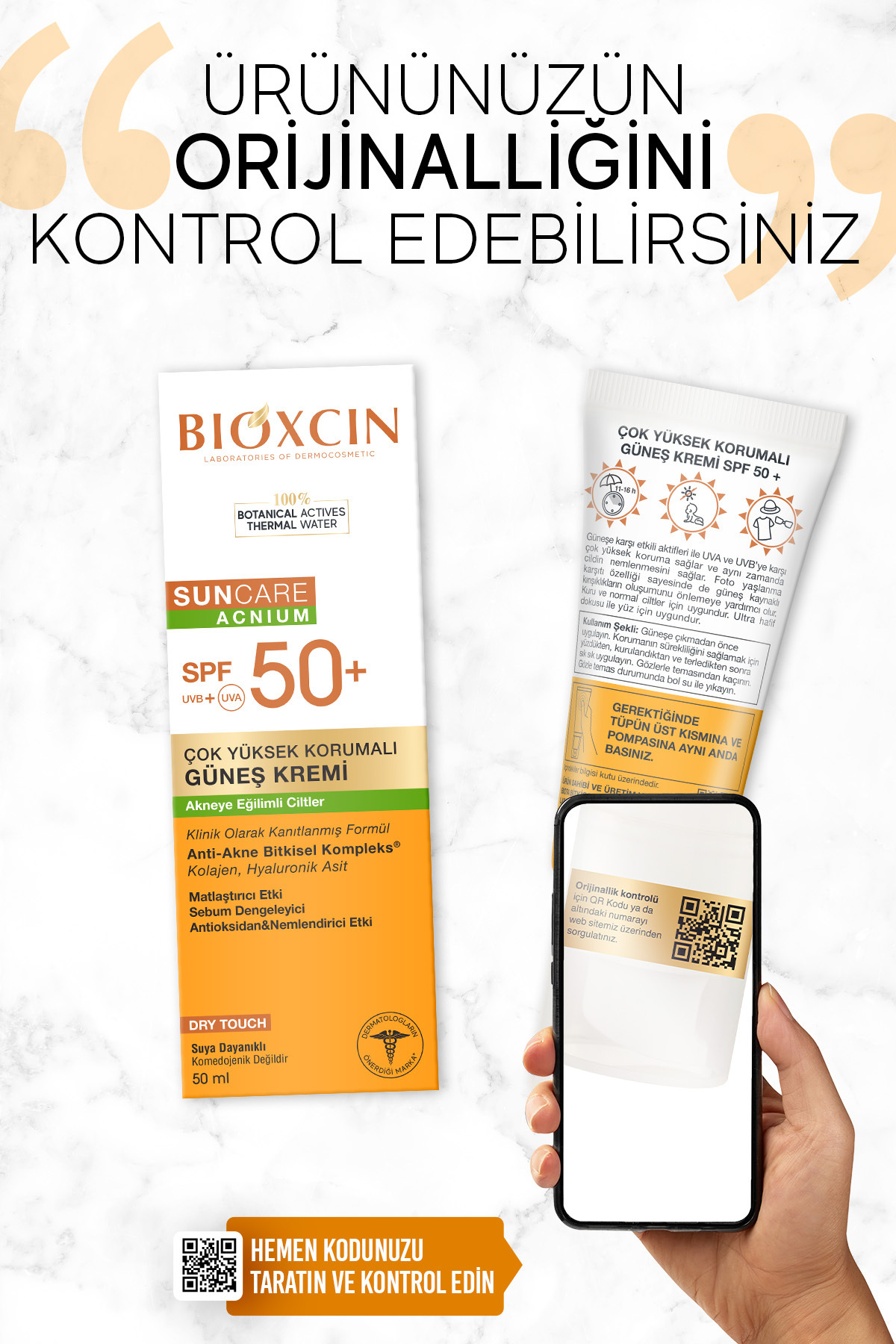 Bioxcin ضدآفتاب برای مراقبت از آکنه 50 SPF ضد آکنه، لمس خشک، مات