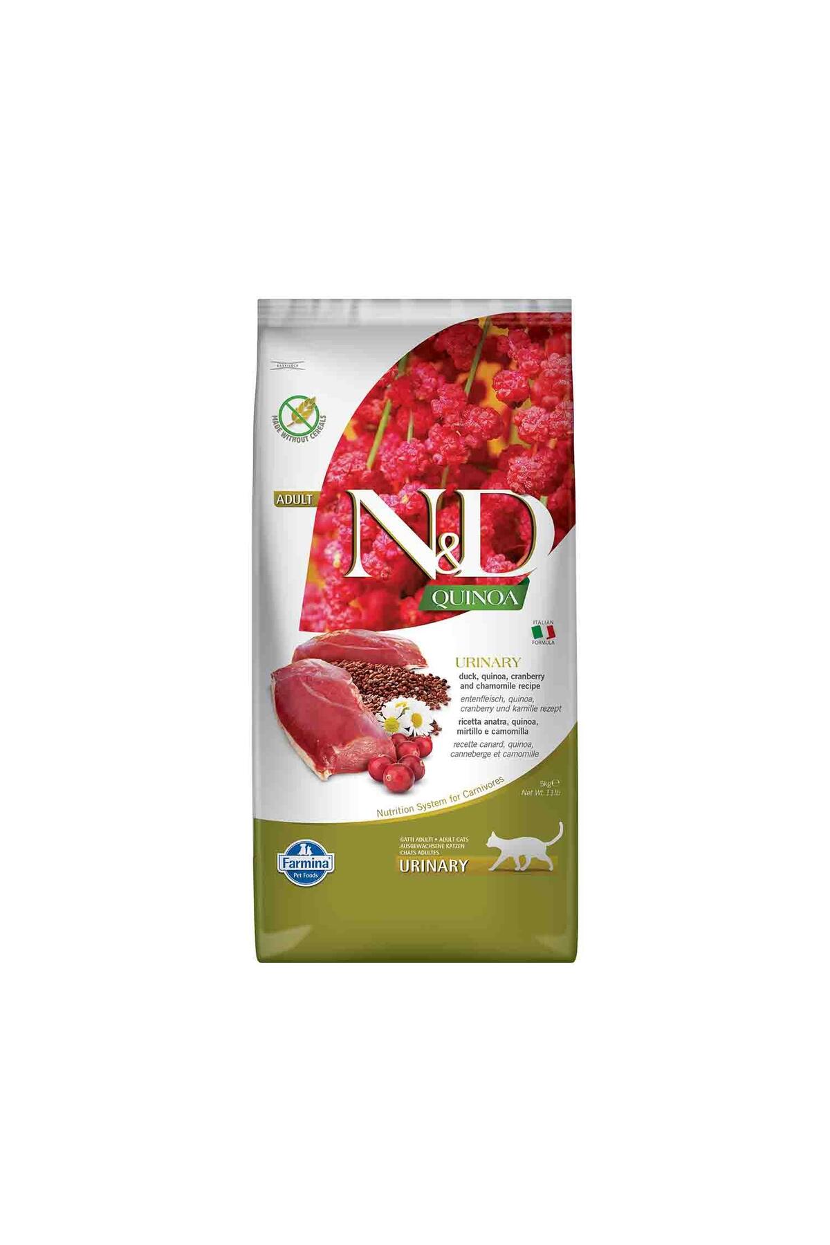 غذای خشک گربه بالغ ان‌دی N&D Quinoa Urinary با طعم اردک، ۵ کیلوگرم