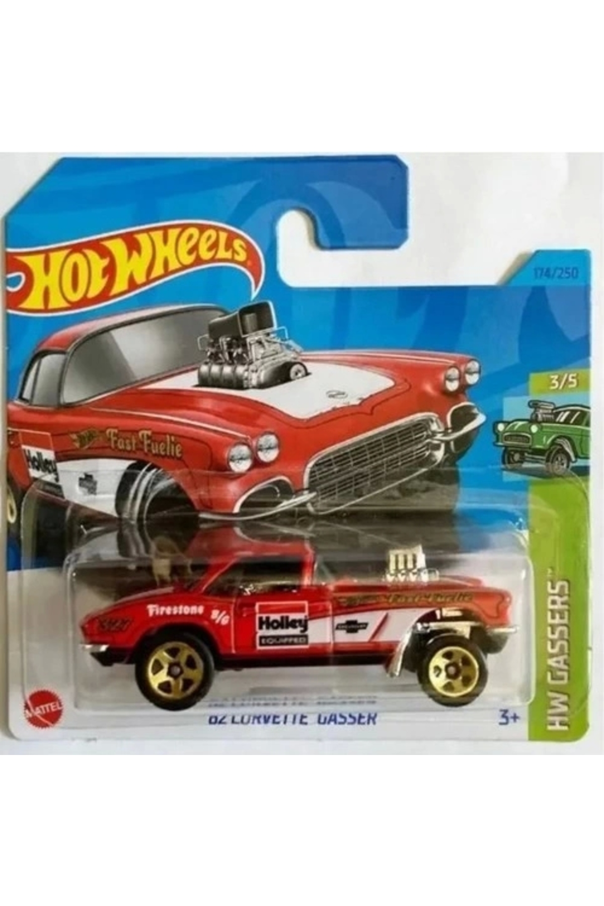 ماشین اسباب بازی HOTWHEELS SINGLE CARS 62 CORVETTE GASSER HKH64 هات ویلز اورجینال HOT WHEELS