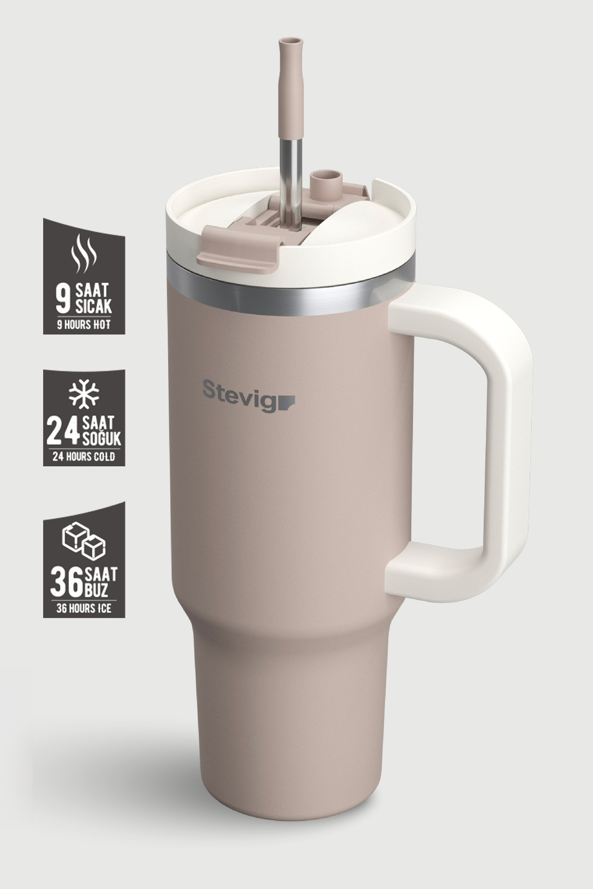 فلاسک قمقمه فولادی ضد نشتی لیوان 2 MOODS 900 ML ترمه خالص ST 243 اورجینال Stevig
