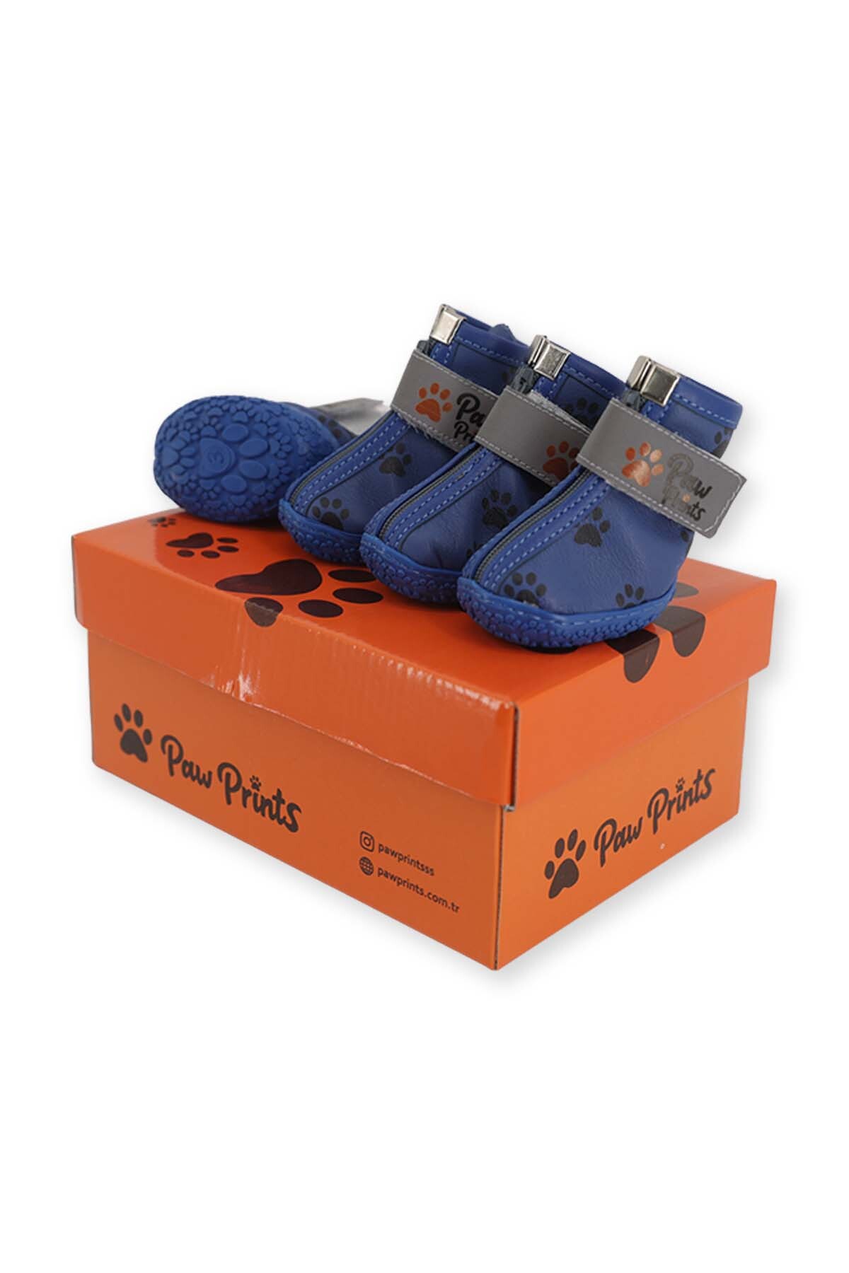 کفش سگ پاوپرینتس PawPrints مدل PPDERI01، چرمی و ضدآب با زیره لاستیکی، آبی