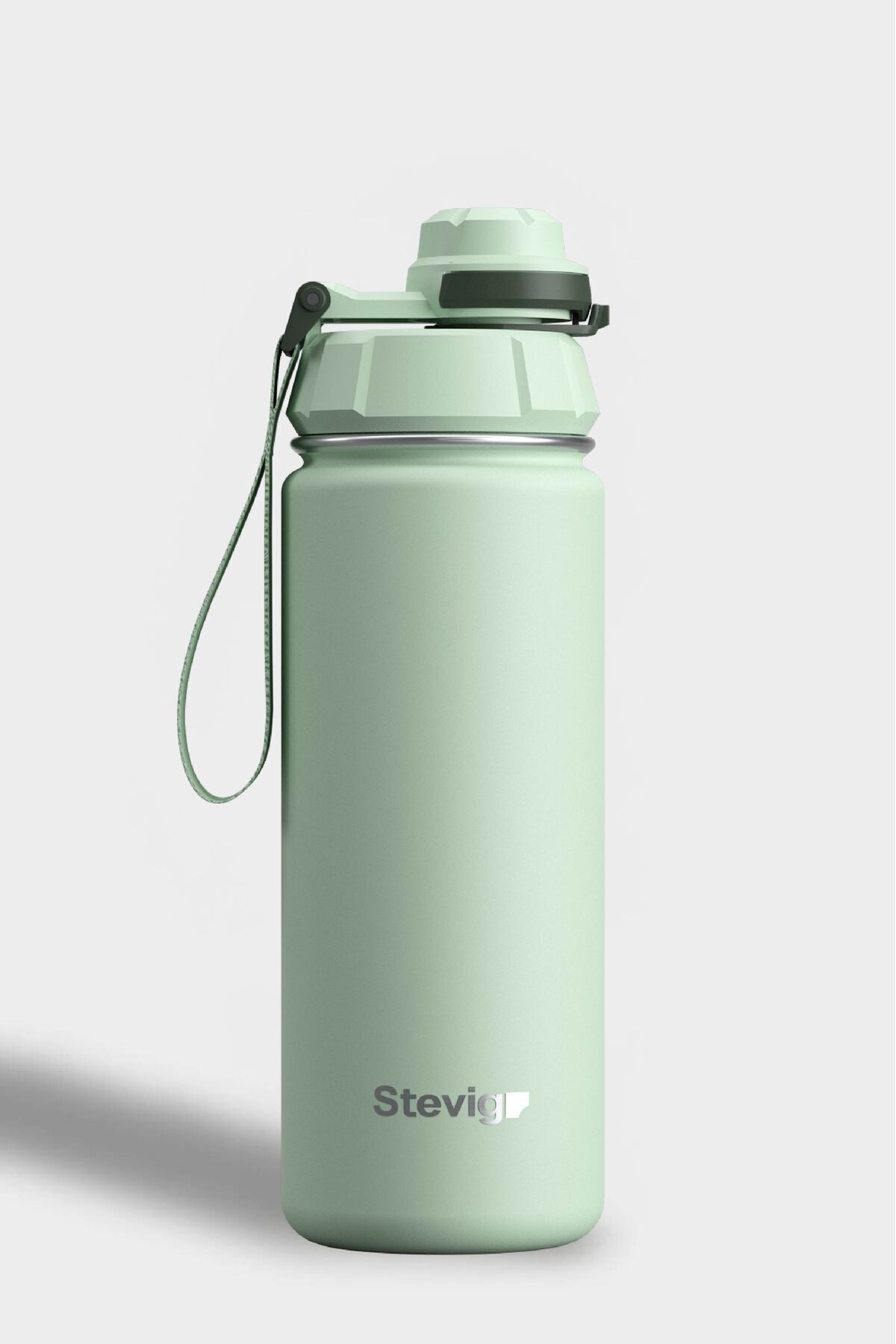فلاسک 1 قمقمه فولادی ضد نشتی دستی 500 میلی لیتری SMOKE GREEN ST 221 اورجینال Stevig