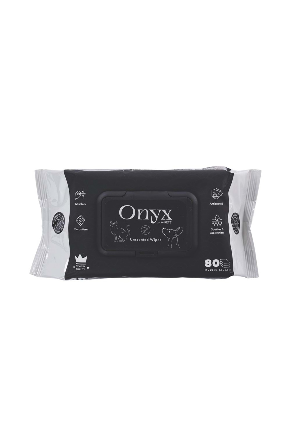 دستمال مرطوب پاک‌کننده بدون بو برای گربه و سگ، ۸۰ عددی، ام‌پتس M-PETS Onyx