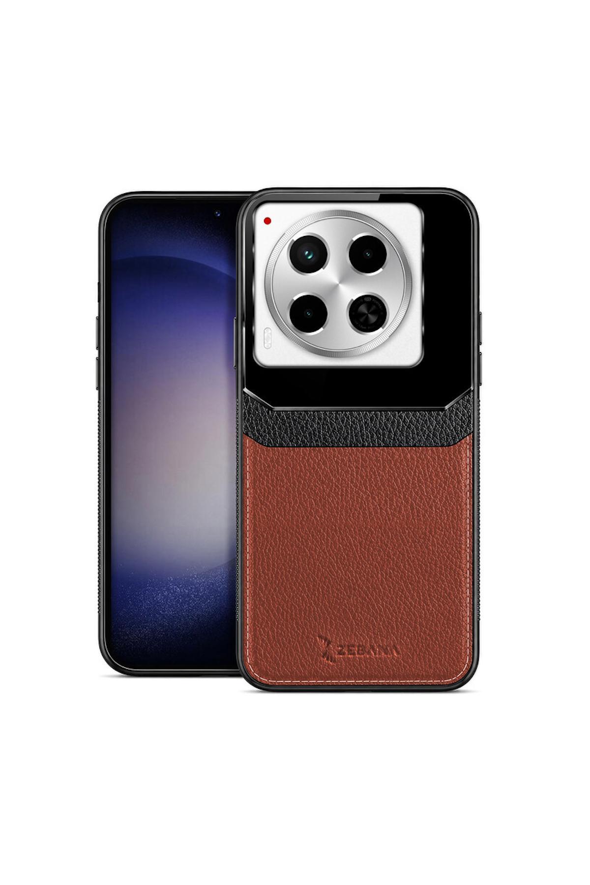 کاور و قاب TECNO CAMON 30 PRO COMPATIBLE LENS CASE چرمی قهوه ای اورجینال Zebana